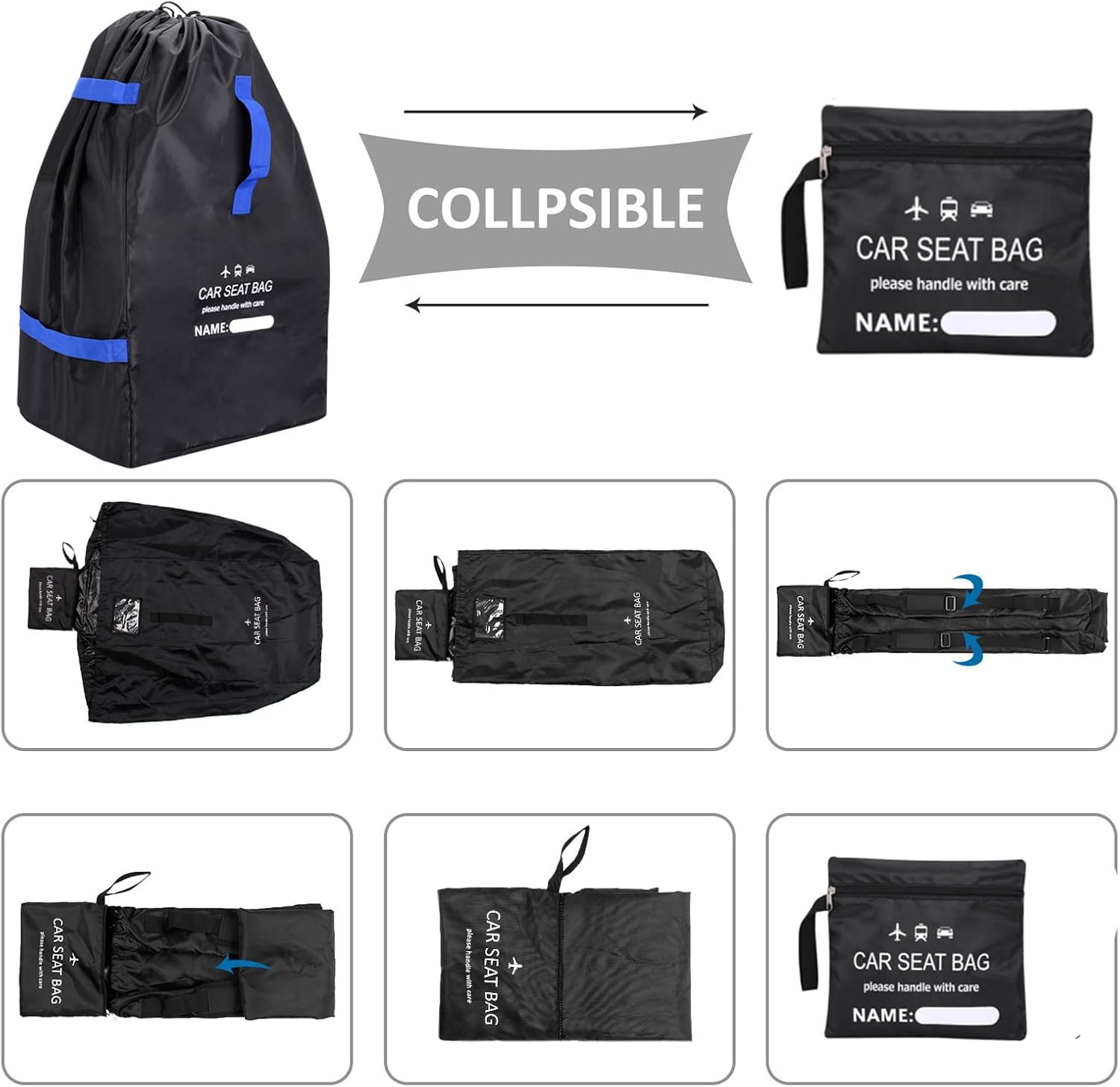 Car Seat Travel Bag & Stroller Bag for Airplane - Large Tear Resistant Gate Check Bag, Fits Convertible Car Seats & Double Strollers, Durable Travel Cover Bag for Air Travel & Jogger image number 1