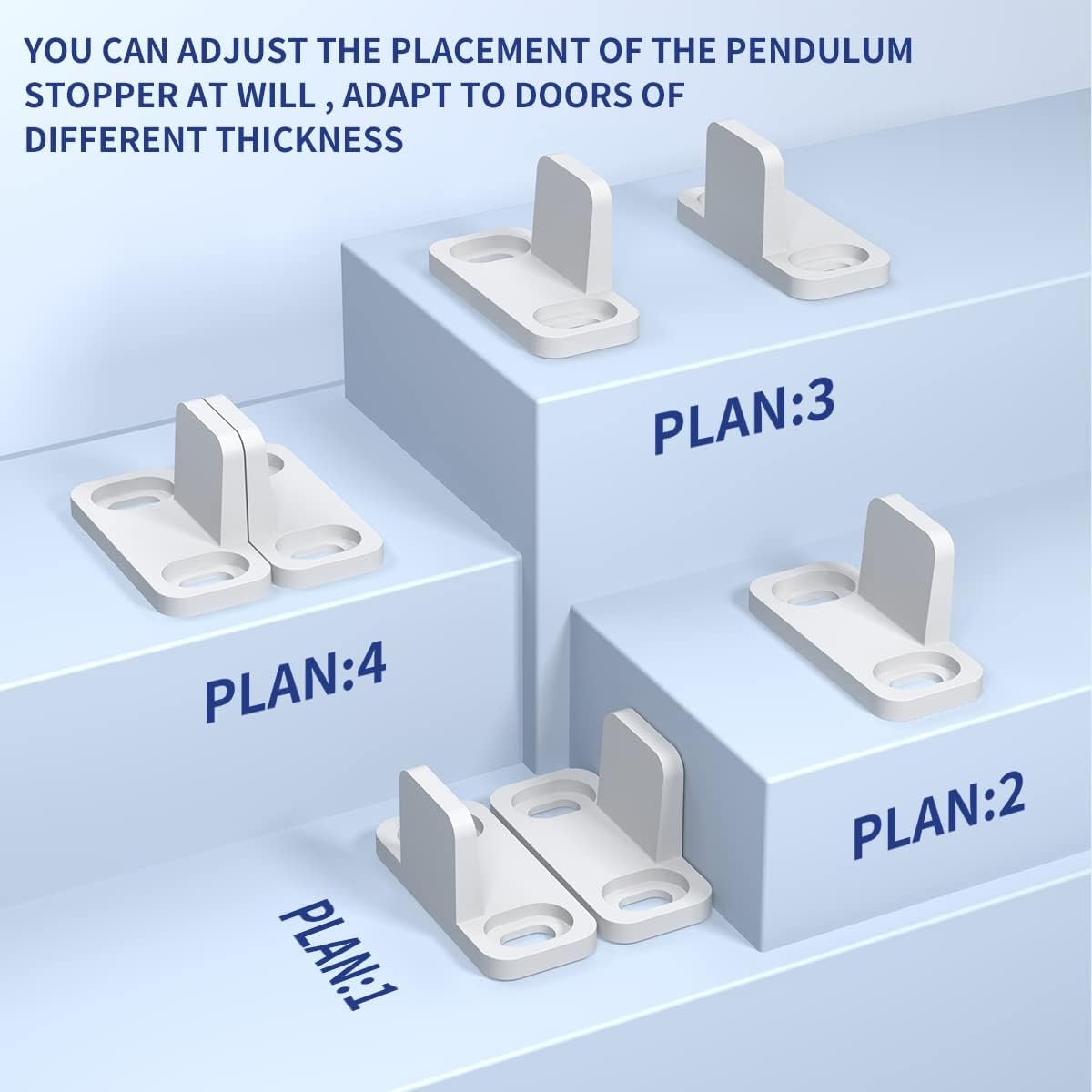 Sliding Barn Door Floor Guide,Floor Mounted Bottom T- Guides， Adjustable Barn Door Floor Guide，Plastic T Shape Track Guide，White(4Pk) - Plastic-White(4Pk) image number 3