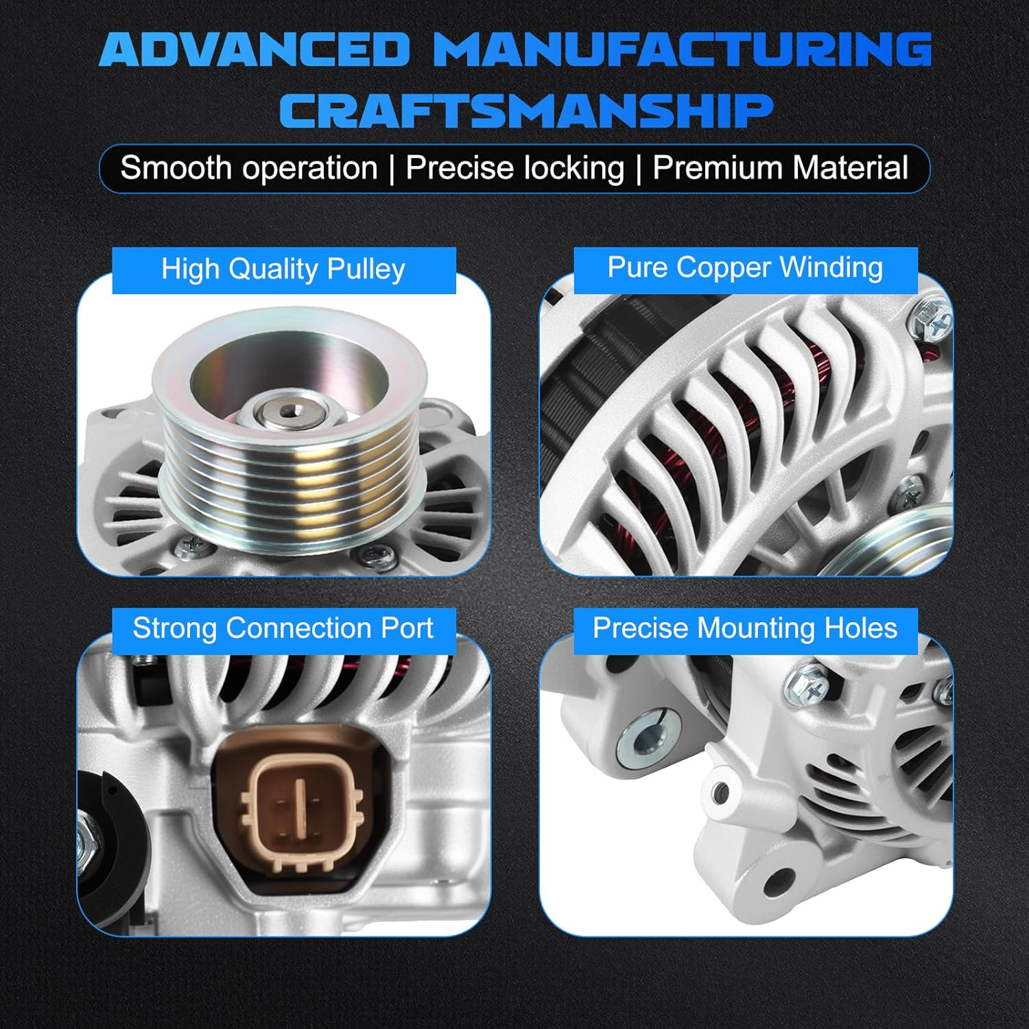 Alternator 11176 for 2006 Civic 1.8L & 2007 Civic 1.8L L4 & 2008 Civic 1.8L L4, for 2009 Civic 1.8L L4 (MFI) & 2010 1.8L L4 (MFI), for Civic 2011 1.8L L4 Vehicle Replacement Alternator 80A 7PK