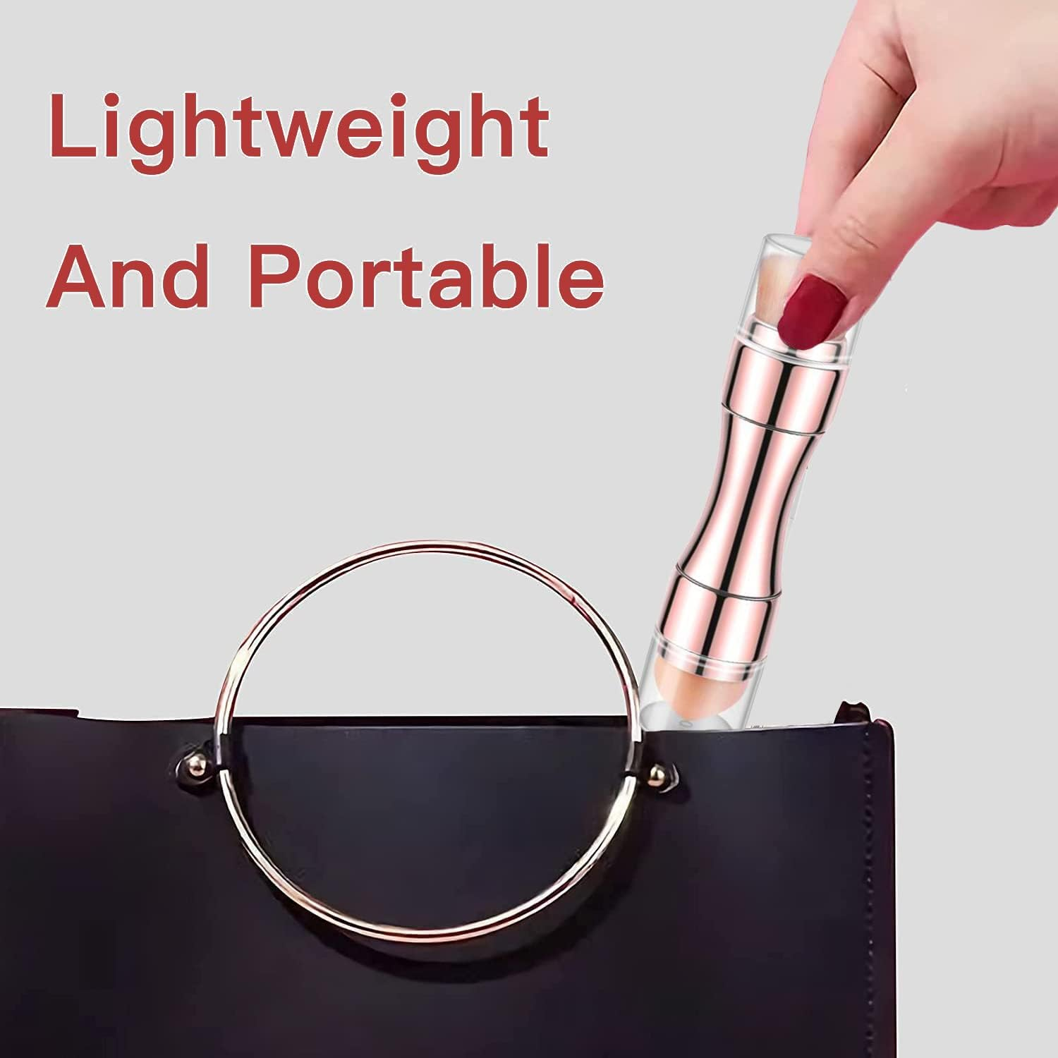 Bling Toman 4 in 1 Makeup Brush, Eyeshadow Eye Lip Face Concealing Blush Foundation Brush All in One Retractable Travel Size Makeup Brush Set (Rose Gold Brush) image number 2