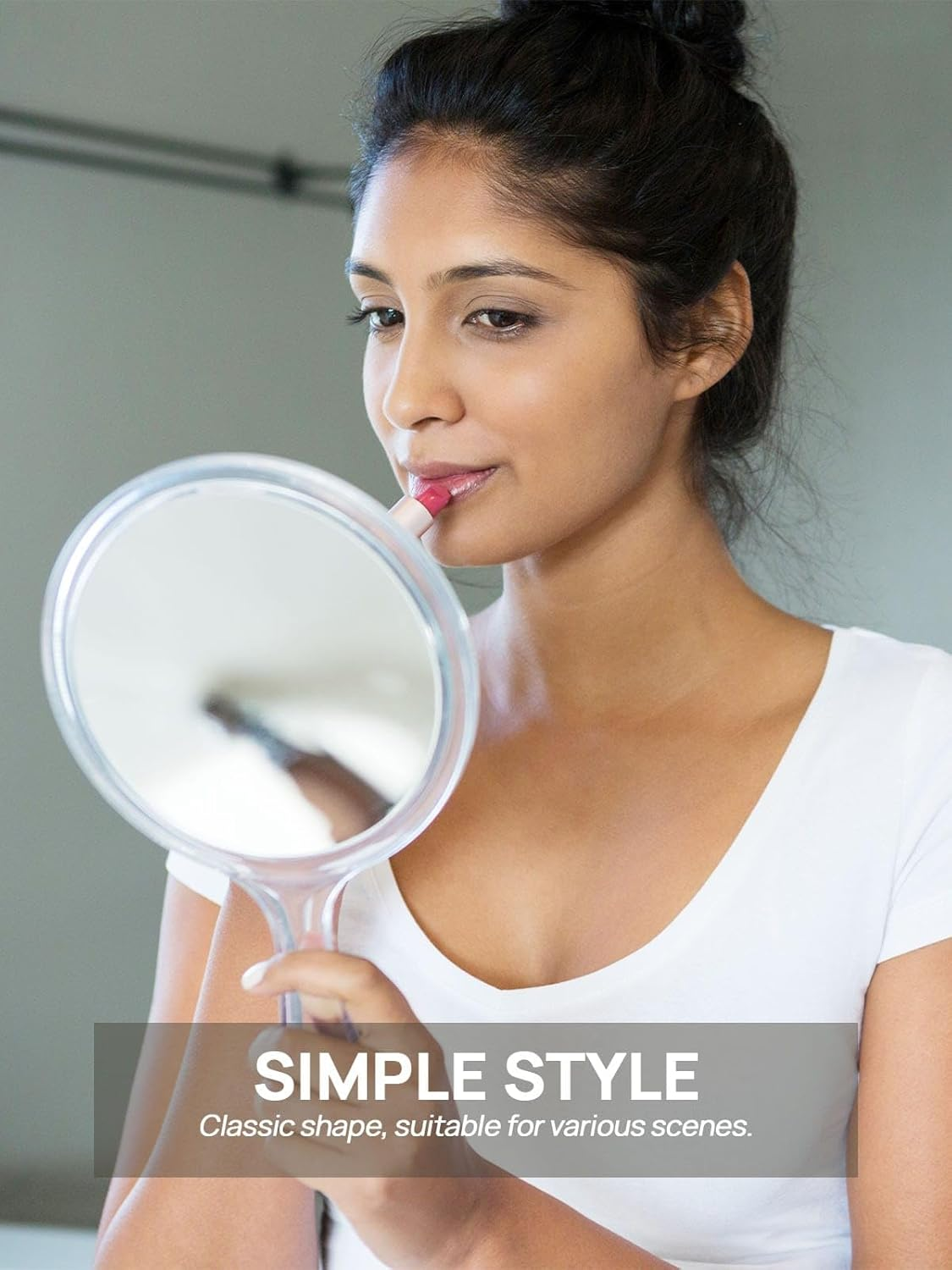 OMIRO Hand Mirror, Double-Sided Handheld Mirror 1X/3X Magnifying Mirror with Handle, Set of 2 (Clear) image number 5