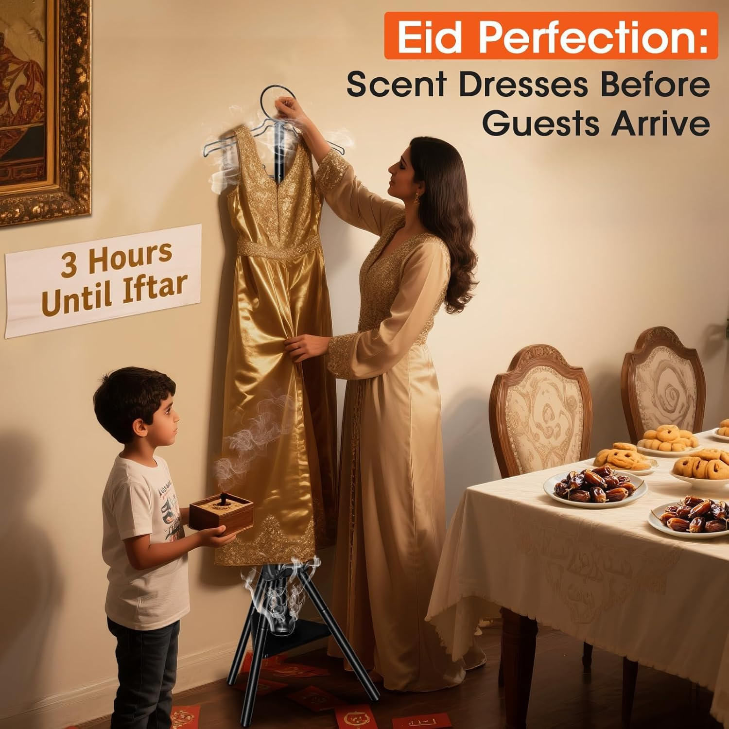 Clothes Incense Burner Stand - 187Cm Bakhoor Burner Stand Hanger with Cloth Hooks and Holes for Steaming Clothes, with Built-In Aromatherapy Burner, for Outerwear, Robes and Clothing