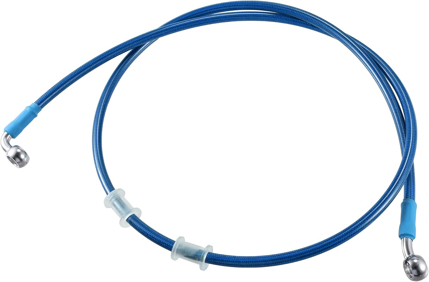 X AUTOHAUX 120Cm AN3 M10 Car Hydraulic Brake Line Oil Hose Pipe Fitting 28&deg; 90&deg; Stainless Steel for Car Motorcycle Dirt Racing Bike Blue image number 6