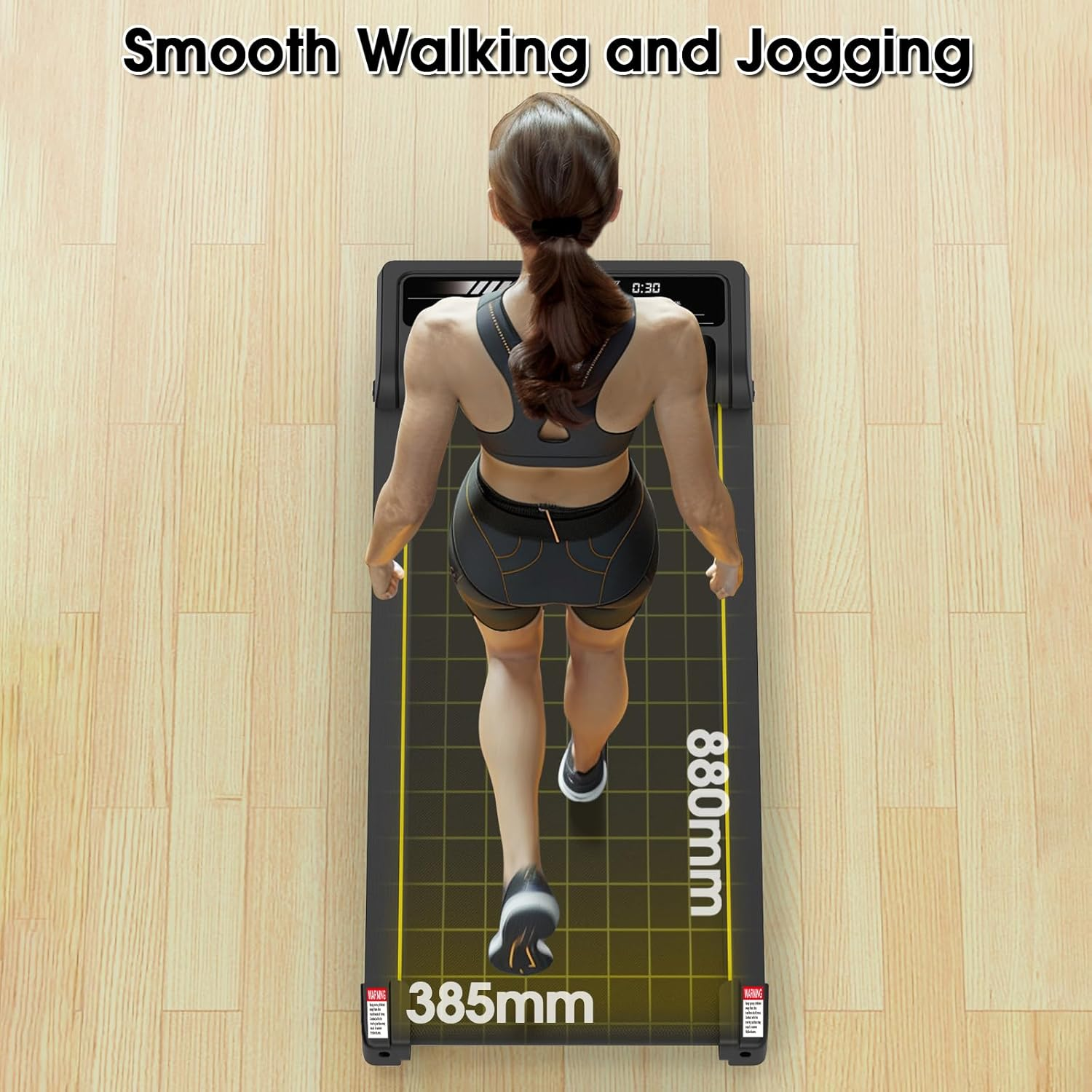 Advwin Walking Pad Treadmill, under Desk Electric Treadmill for Home, Compact Portable Walking Jogging Running Machine with Shock Absorption | Non-Slip | LED Display | Low Noise - Black image number 3