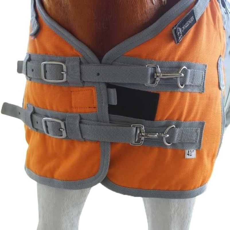 Challenger 60" 1200D Turnout Ripstop Waterproof Breathable Miniature Mini Weanling Donkey Pony Horse Foal Goat Winter Blanket Coat Cover Orange Grey 51973OR image number 1