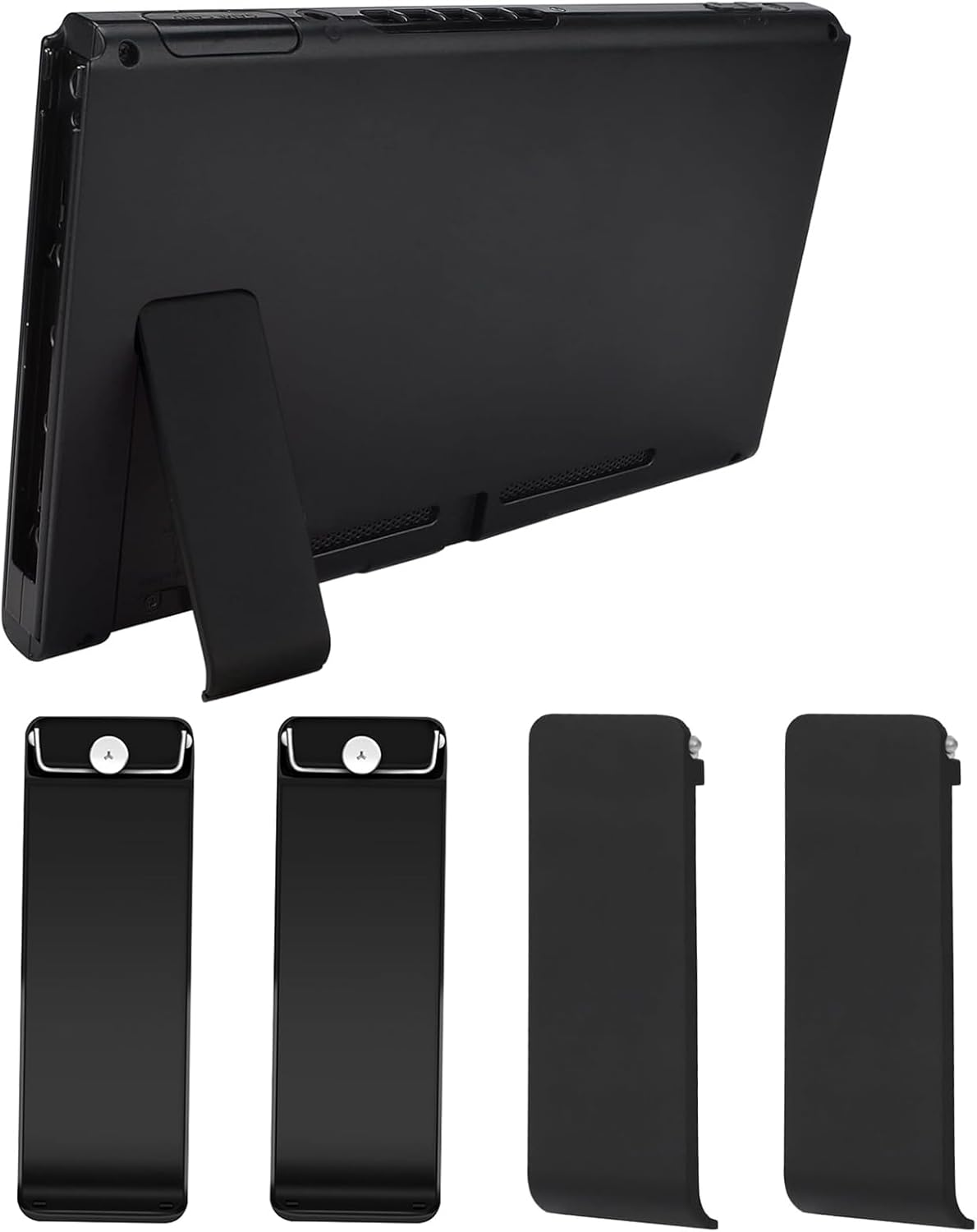 Switch Back Stand Replacement, 4Pcs Upgraded Durable Kickstand for Switch Console, anti Slip Stable Handheld Mode Support, Easy Installation Replacement Parts, Black image number 3