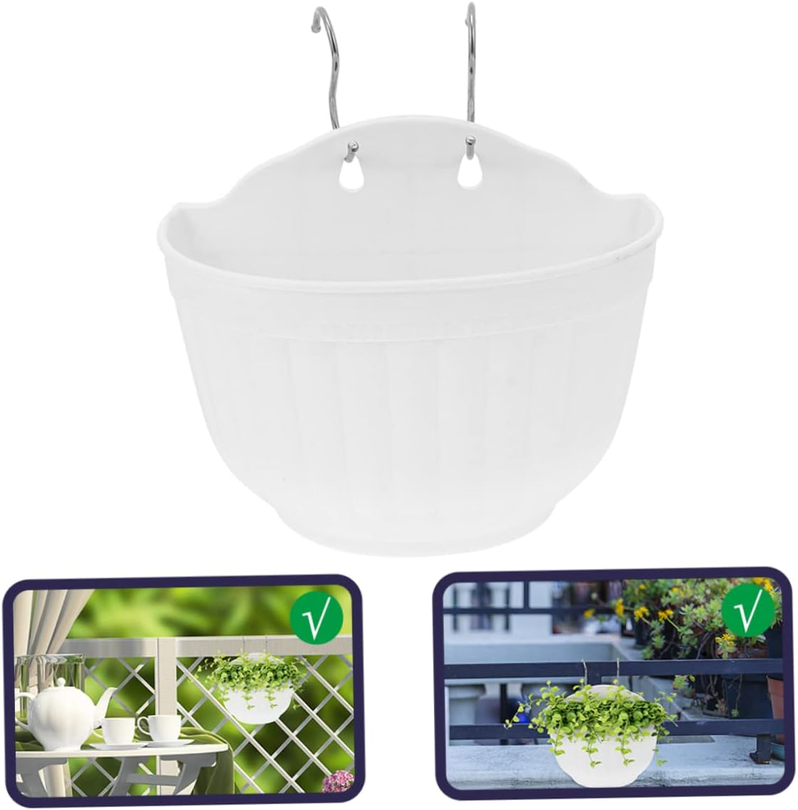 Kisangel 3 Sets Hanging Flower Holders Balcony Hanging Planters Plastic Flower Plant Pots for Garden and Plants image number 1