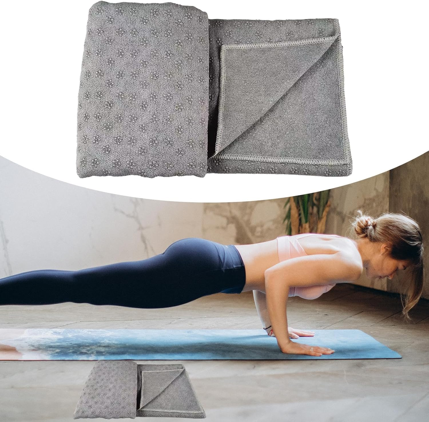Hot Yoga Mat Towel Yoga Towel for Yoga Mats Non Slip Comfortable Exercise Mat Sweat Absorbing for Travel Pilates Home Gym image number 1
