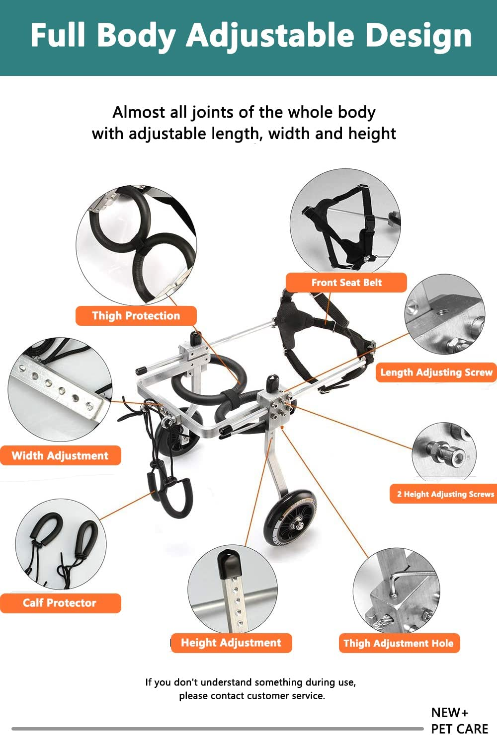 Dog Wheelchair for Back Legs to Make Handicapped Doggie/Puppy Walk Lightweight Aluminum Cart Pet/Dog Wheelchair for Handicapped Dog Walk S image number 2