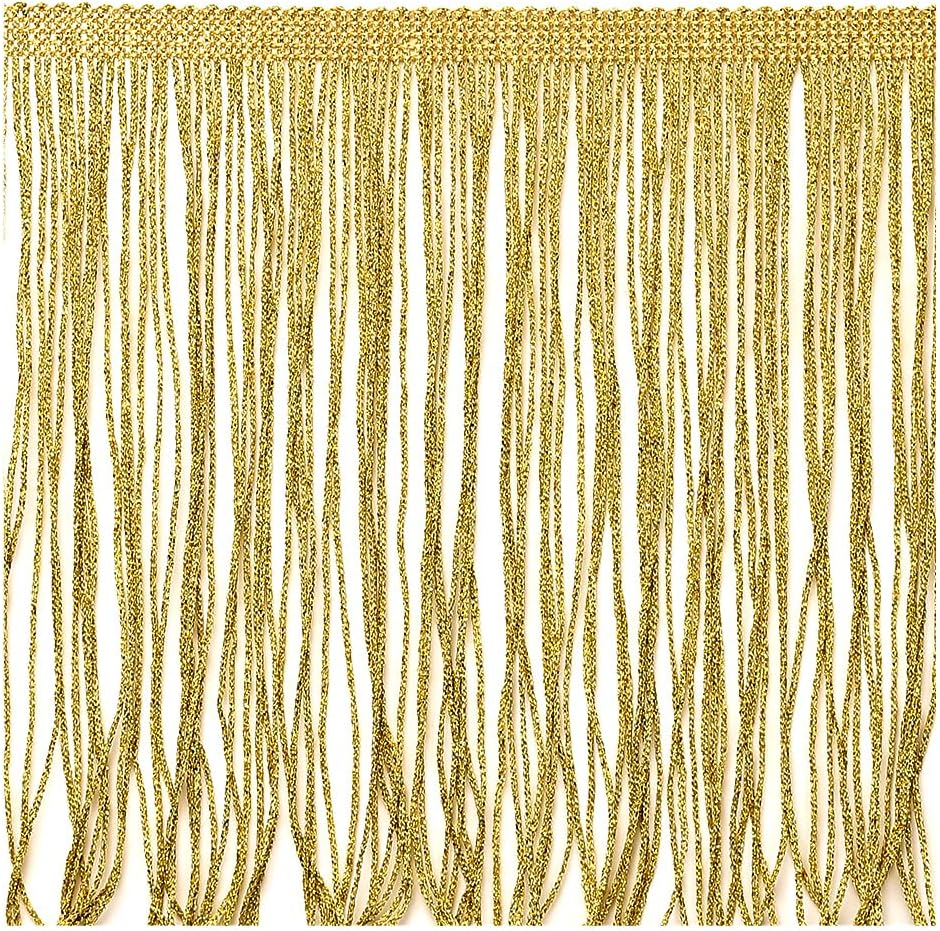 Fringe Trim Tassel 8 Inch Wide 2 Yards Long for Clothes Accessories Latin Wedding Dress DIY Decoration (3-Gold)