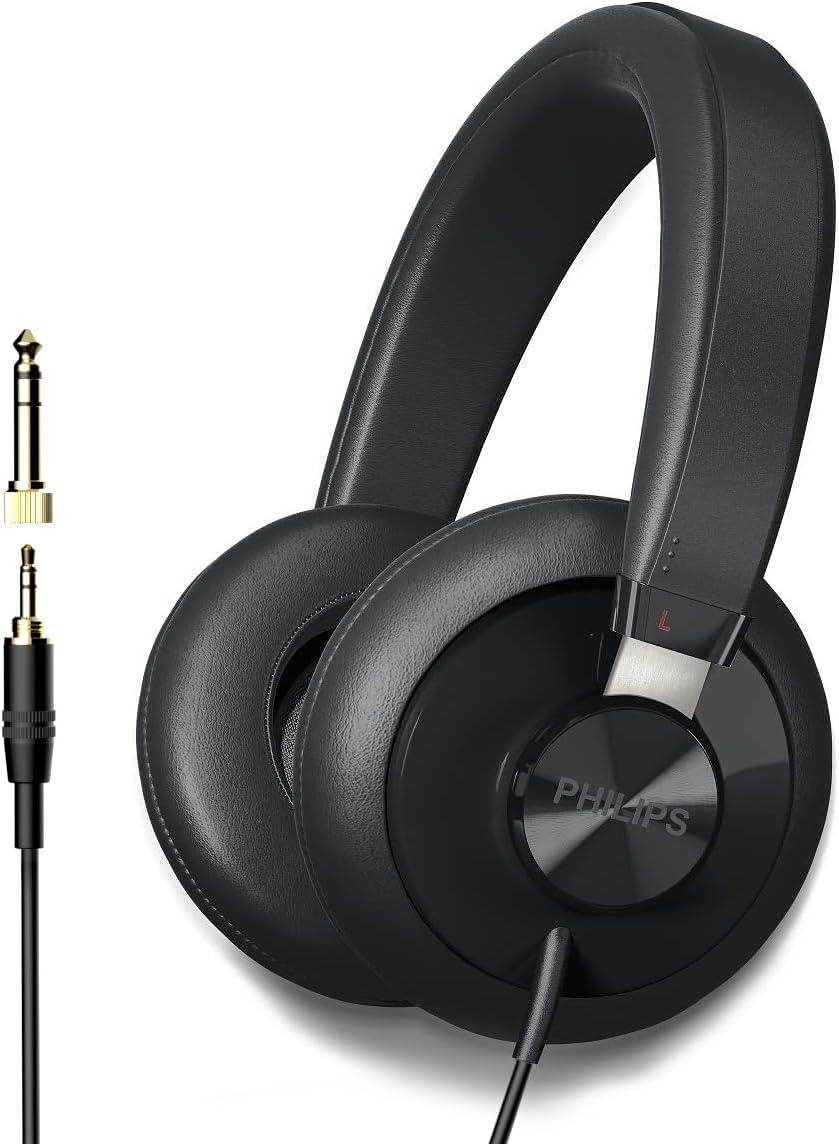 Philips Audio SHP6000/10 Hi-Fi Stereo over Ear Headphones Black, Semi-Open Acoustics, 40Mm Drivers, Sound Isolation, Full Cushioned Headband