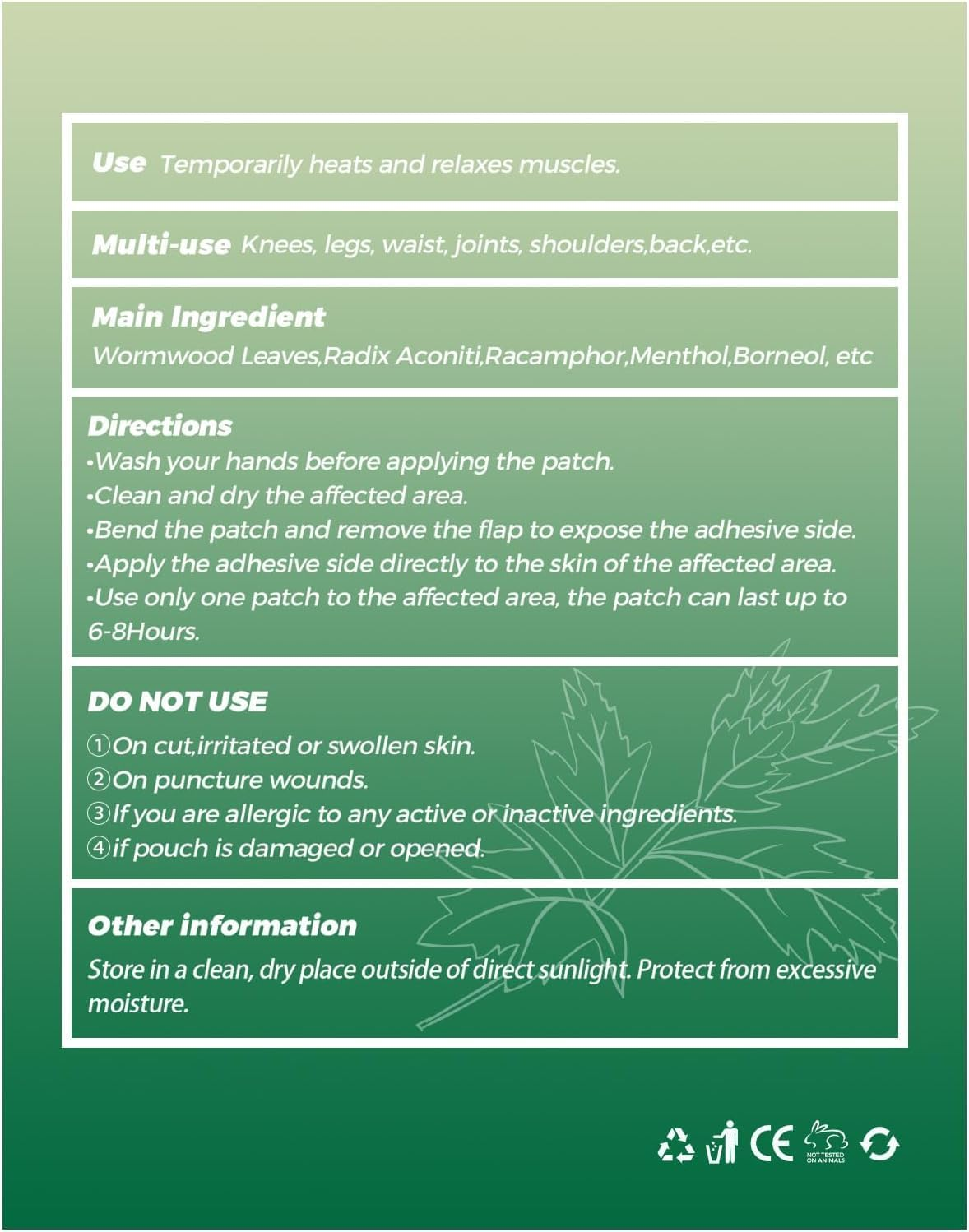 Knee Patches,Knee Relief Patch,36 Count&mdash;&mdash;Bone on Bone Natural Knee Patches for Relief, Lasting Heat for 8 Hours, for Knees, Back, Neck, Shoulder image number 4