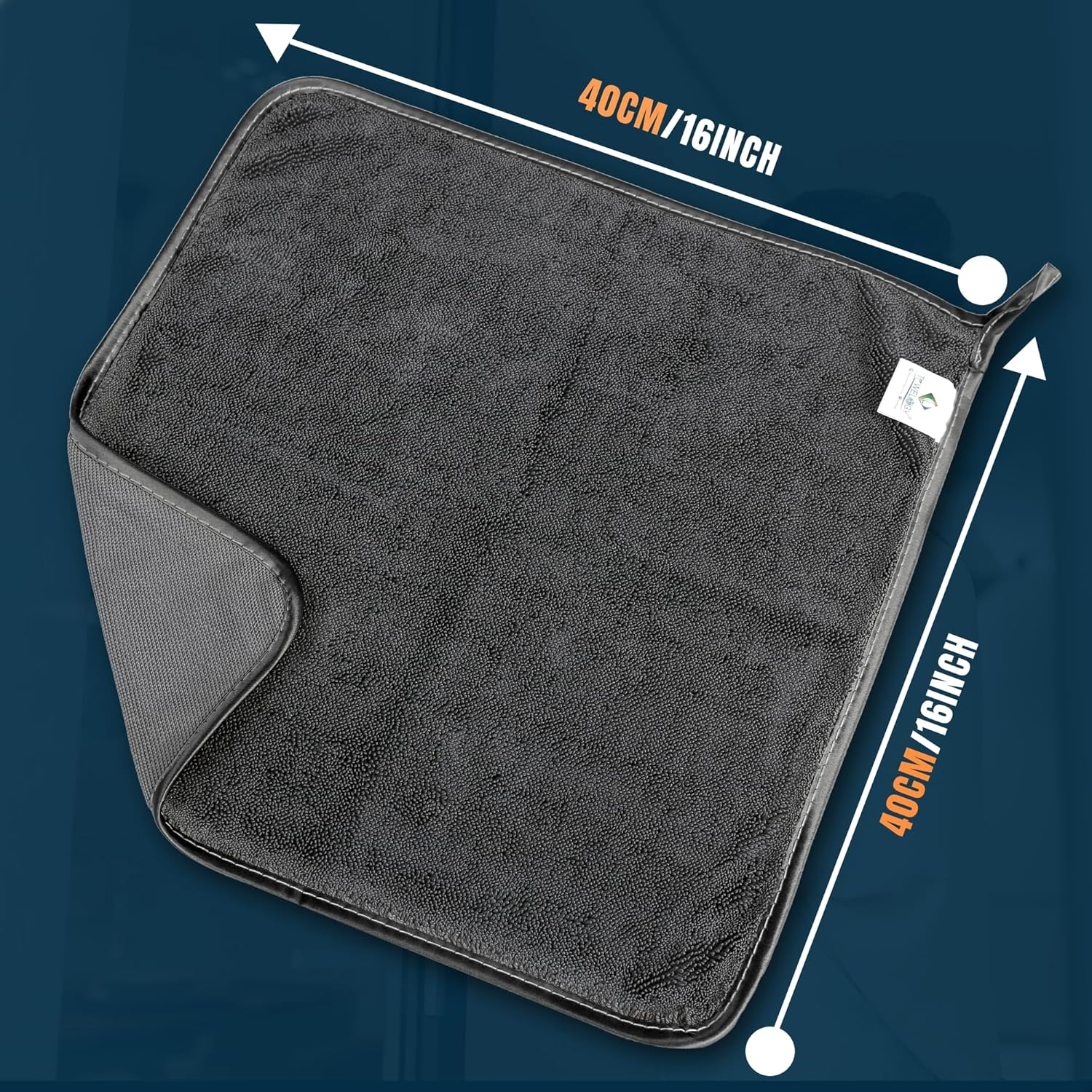 Towelogy Microfibre Shower Drying Cloths Streak Free, Super Absorbent Cleaning Cloth for Glass, Window, Kitchen, Car, Bathroom Drying Cloth | 2 Pack, Large 40X40Cm (Black) image number 1