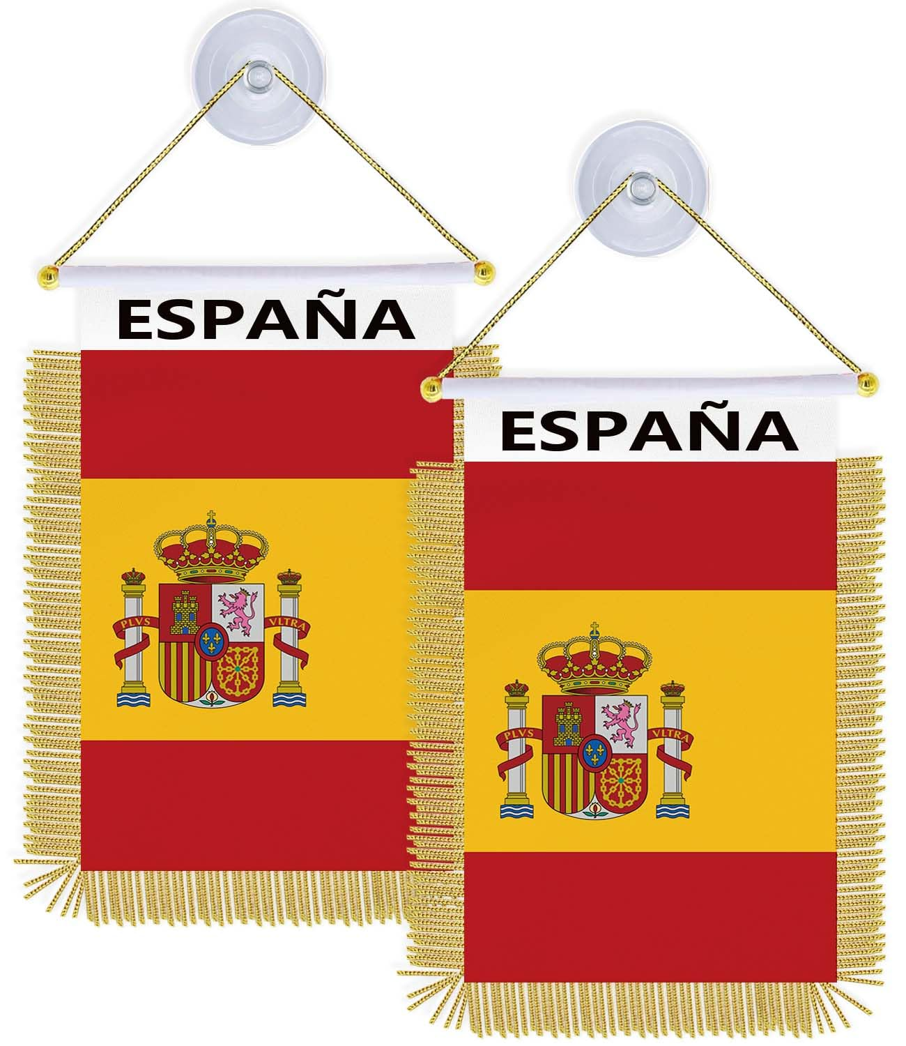 2 PCS Spain Suction Cup Hanger Hang Flag,4&times;6 Inch Small Spanish Hanging Banner,Tiny Printing Decor for Office Home Table Car image number 3