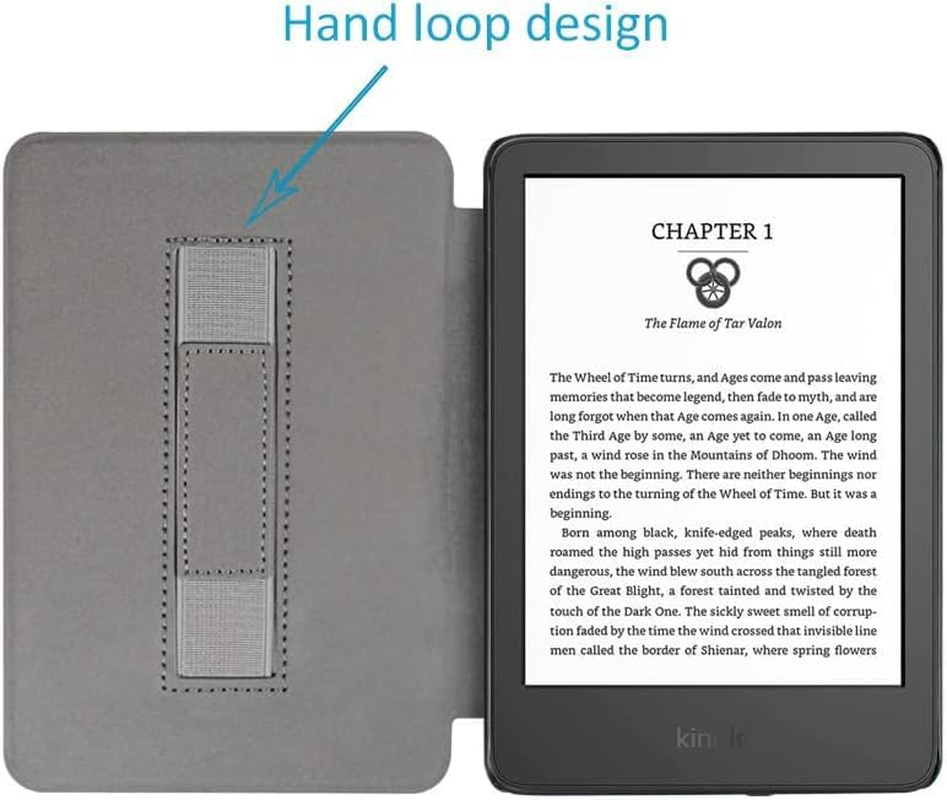 Case Compatible with 2022/2024 Kindle 11Th Generation 6 Inch W/Hand Strap, PU Leather Kindle Case 6" for Kindle 2024/2022 11Th Gen Model C2V2L3 [Auto Wake Up/Sleeping] [Hand Loop] (Black)