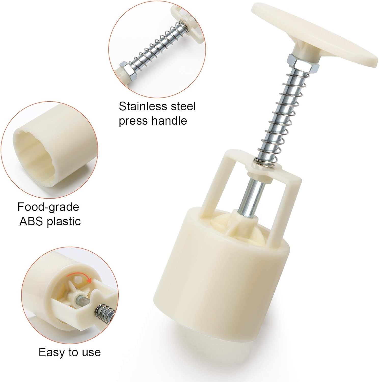 Luxiv Moon Cake Mould 50G, 12 PCS Pattern Hand-Pressure Mooncake Molds for Mid-Autumn DIY Pastry Tool 2 Sets with 6Pcs round Flower Mooncake Mode and 6 Pcs Square Pattern Mooncake Mould (White, 50G) image number 4