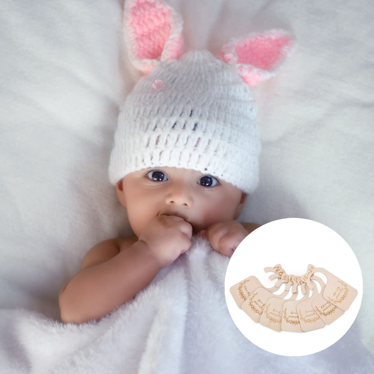 Baby Closet Size Divider, 7 Pcs Wooden Baby Closet Hanging Nursery Wardrobe Divider Hangers for Newborn Infant to 24 Months image number 6