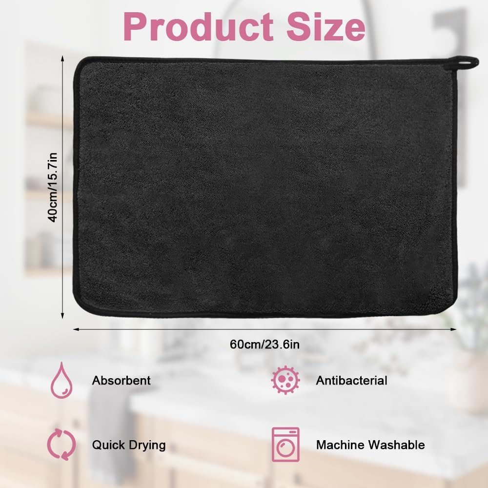 Pack of 3 Shiny Bath Drying Towel XXL, Fast Dry Drying Towel 40 X 60 Cm, Shower Cubicle Cloth for Water Removal, Shiny Wipes Bath Drying Cloth, for Water Removal in Shower and Bathroom (Black) image number 6