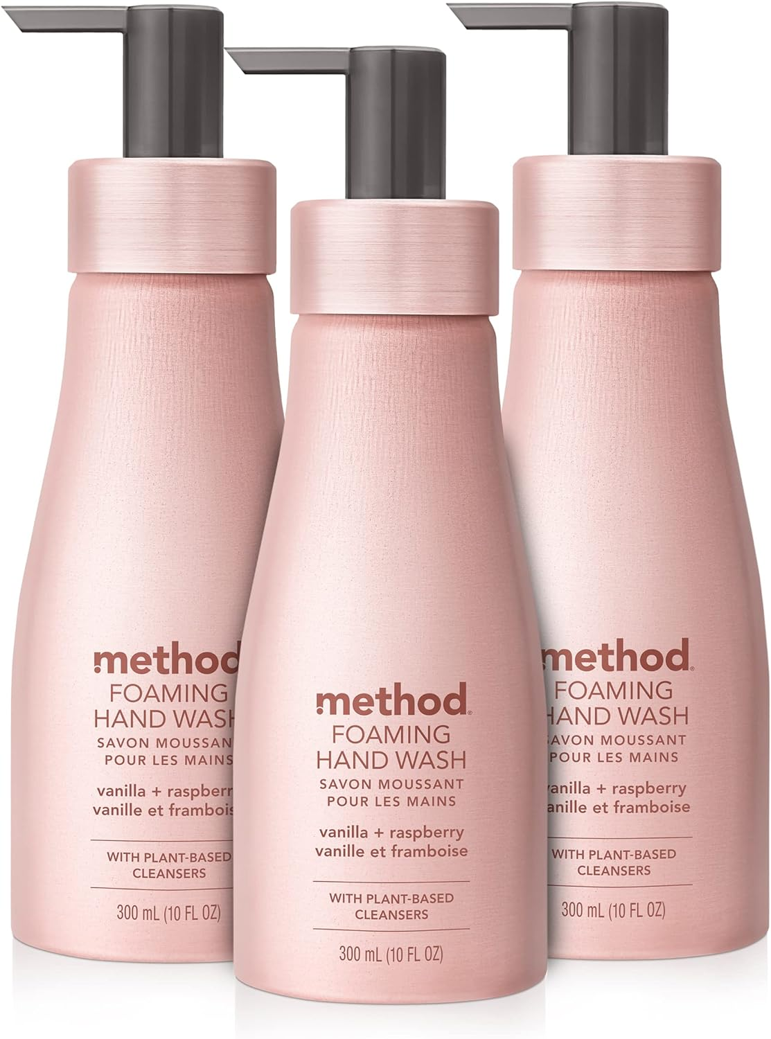Method Premium Foaming Hand Wash, Vanilla + Raspberry, Reusable Pink Aluminum Bottle, Biodegradable Formula, 10 Fl Oz (Pack of 3) image number 5