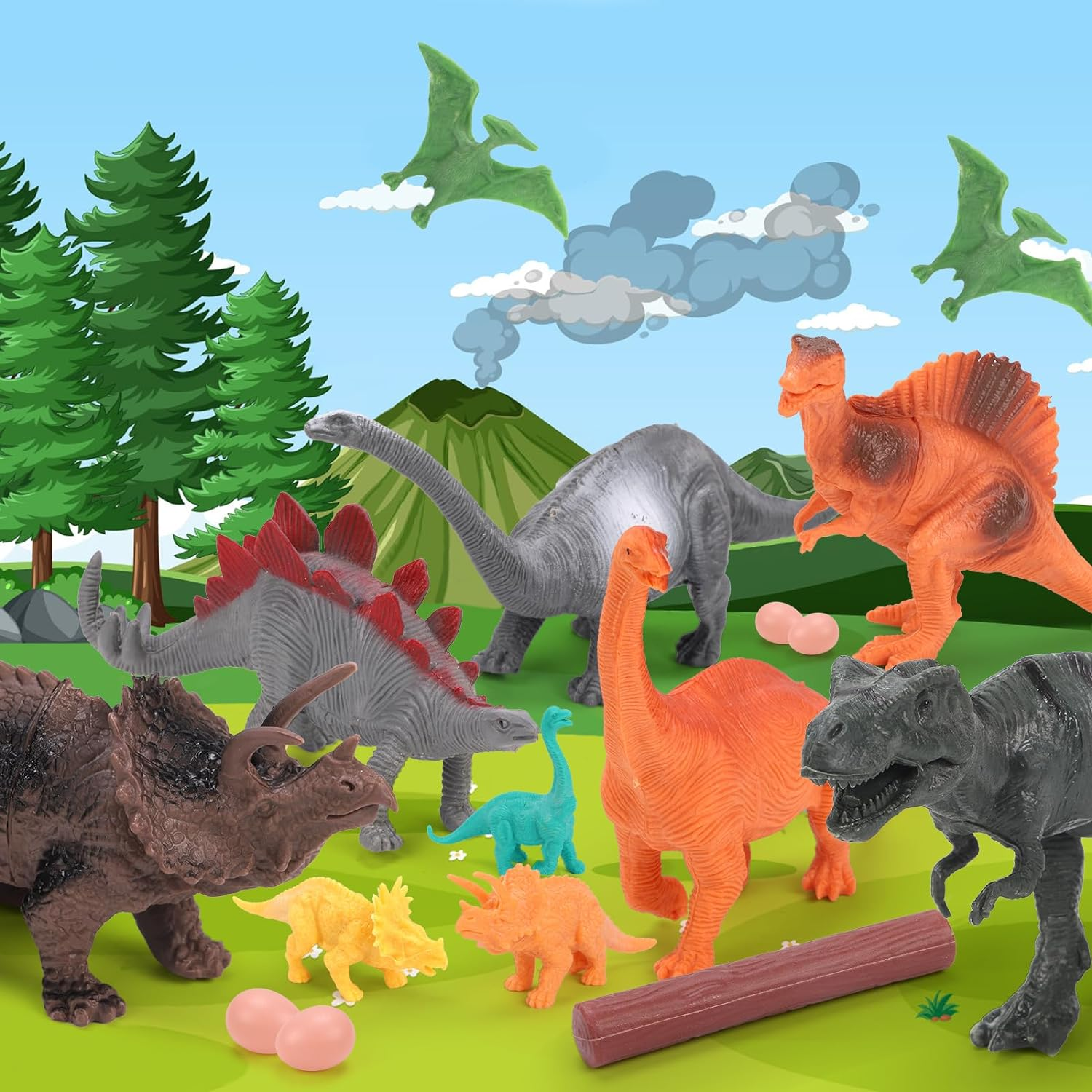 Kaekid 52 PCS Realistic Dinosaurs Figures with Storage Box, Dinosaur Toys for Kids, Learning Toy for Boy Girl Age 3-5, Perfect Party Favors, Birthday Gifts image number 6