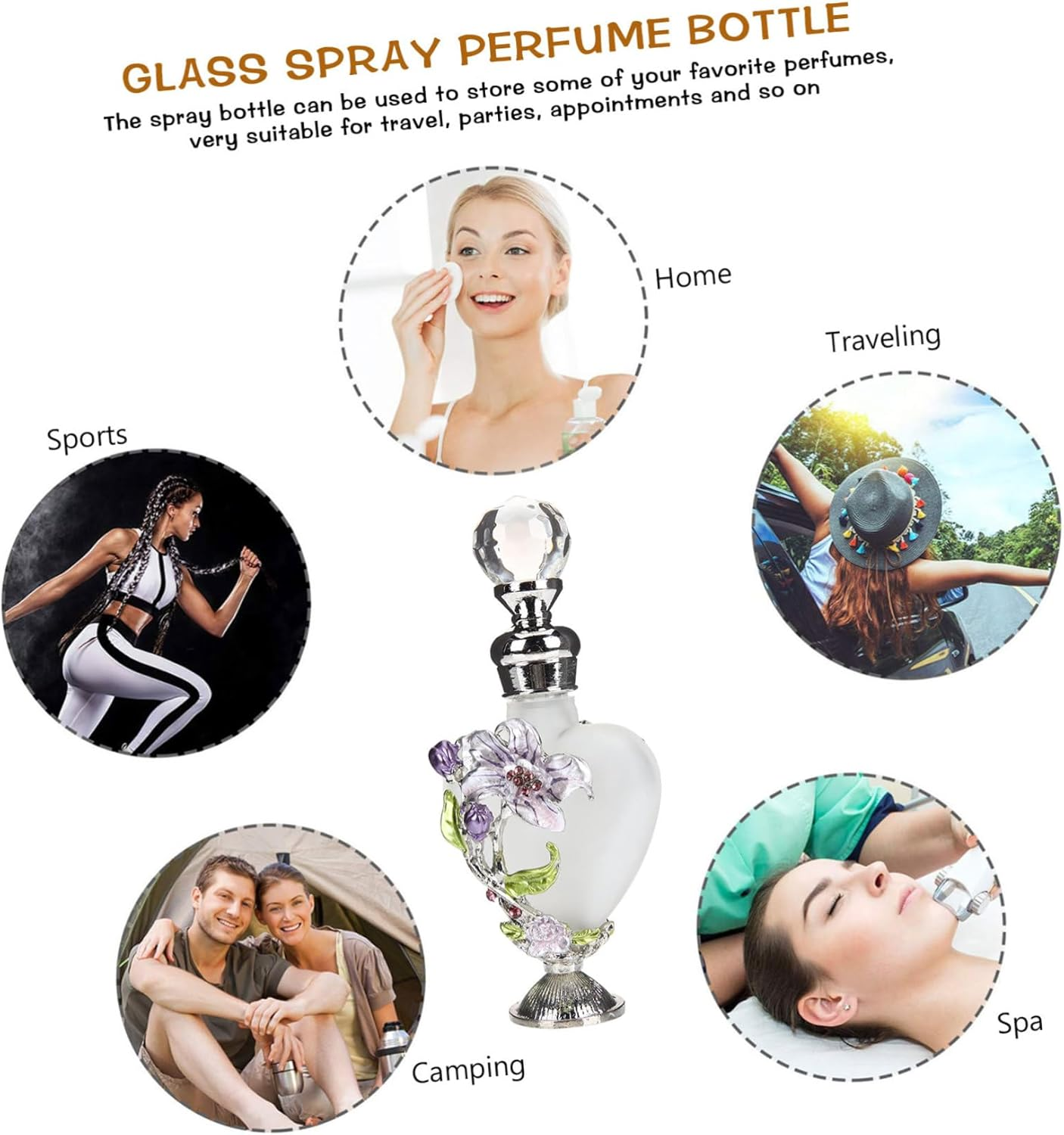 Vintage Floral Perfume Bottles Decorative Glass Travel Bottles Enamel Aromatherapy Containers image number 5