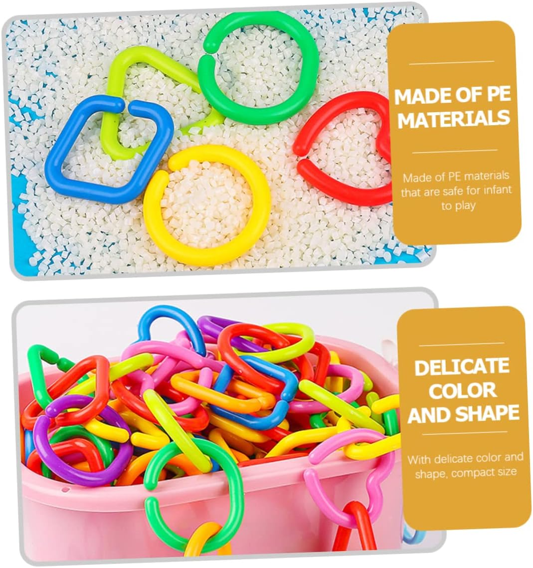 Angoily 35Pcs Link Ring for Boy Girl Geometric Chain Links Early Education Grasping for Stroller Crib Car Seat and Diaper Bag Attachments image number 3