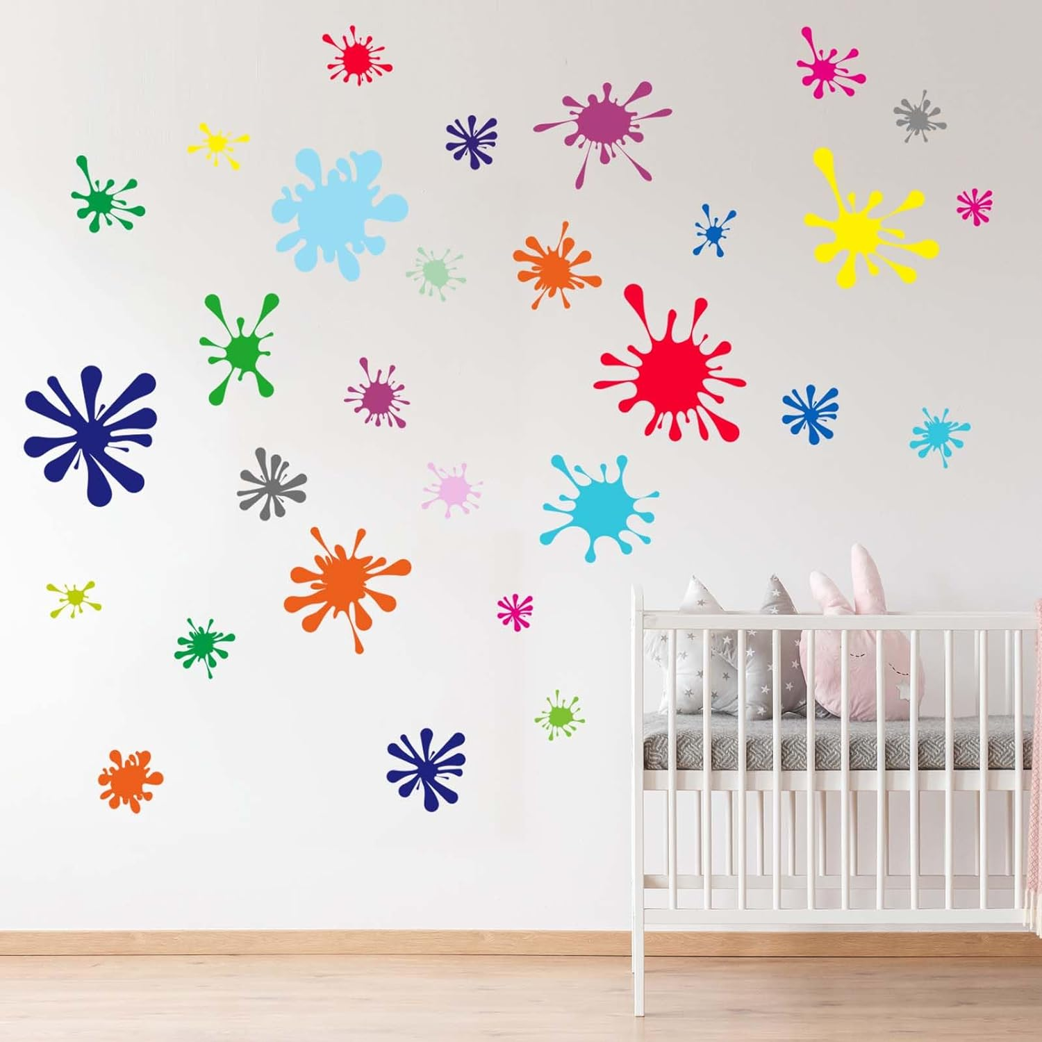 29Pcs Colorful Paint Splatter Wall Stickers - Graffiti Painting Splotches Wall Decals - Nursery Kids Baby Girls Boys Room Daycare Kindergarten Playroom Classroom Wall Decor image number 1