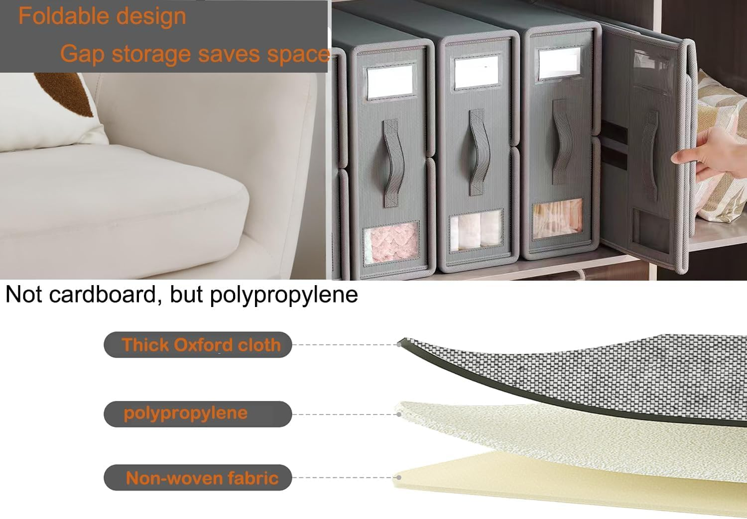 Bed Sheet Organizers and Storage, Shiexiu Collapsible Oxford Cloth Closet Organizer with Window and Label, Bedding Organizer for Quilts, Pillowcases, Household Essentials (4 Pack) image number 5