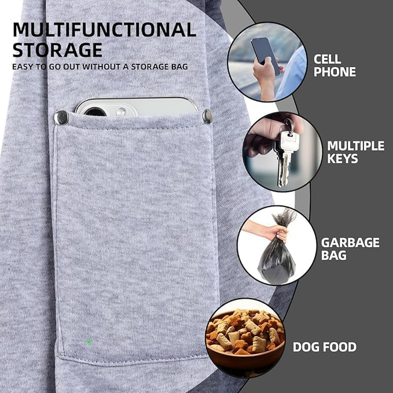 Dog Carrier Sling - with Soft Mesh Dog Harness and Leash Set,Reversible Puppy Carrier with Storage Pocket Adjustable Shoulder Strap Dog Carriers for Small Dogs, Puppy Travel Safety Harness (Grey)