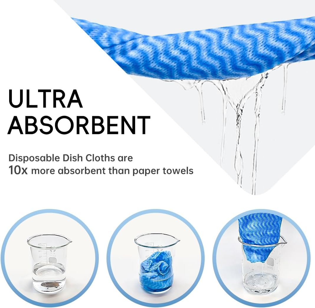 JEBBLAS Reusable Cleaning Wipe, Household & Kitchen Towels,Disposable Cleaning Cloth, Dish Cloth Dish Towels Dish Rags Reusable Kitchen Paper Towels, Wash Towels 2 Rolls, 100 Sheets per Roll, Total 200 Sheets image number 5