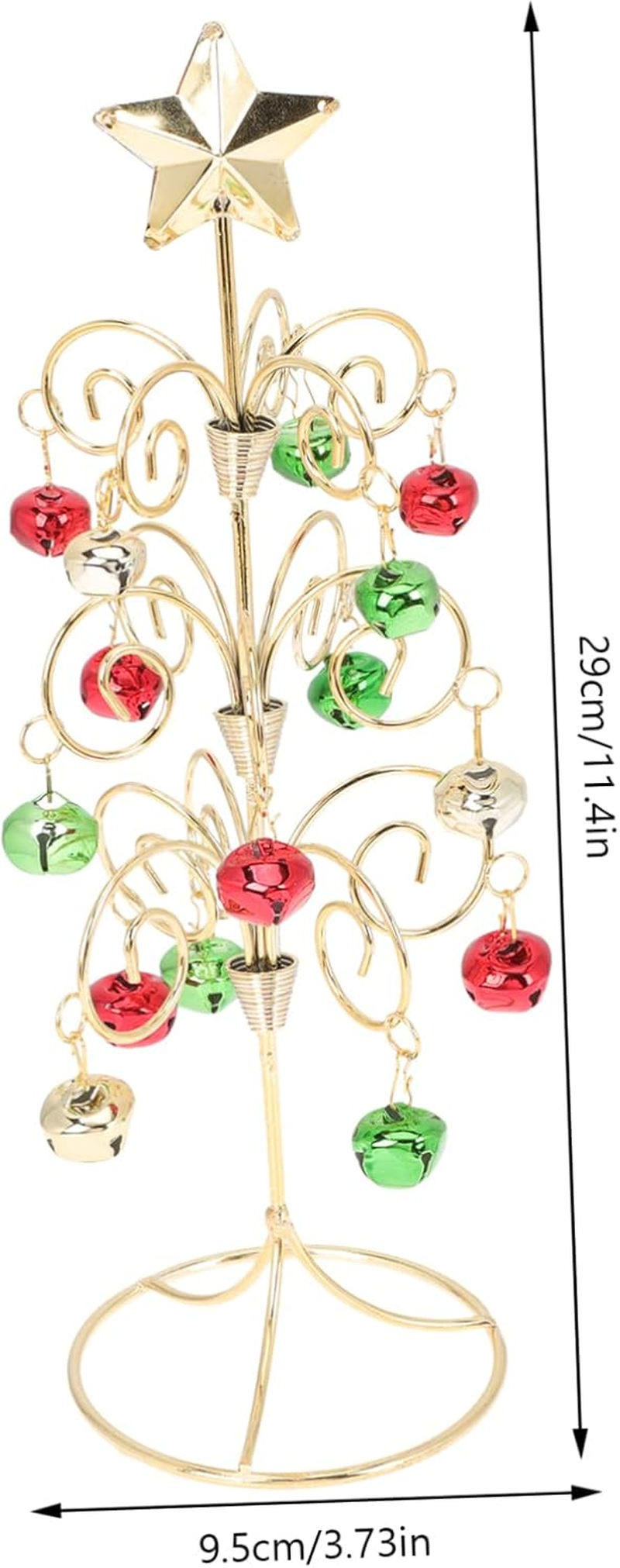 Outanaya Miniature Wrought Iron Christmas Tree 28Cm Small Desktop Xmas Tabletop Tree Red Green Gold Decorative Holiday Party Supplies