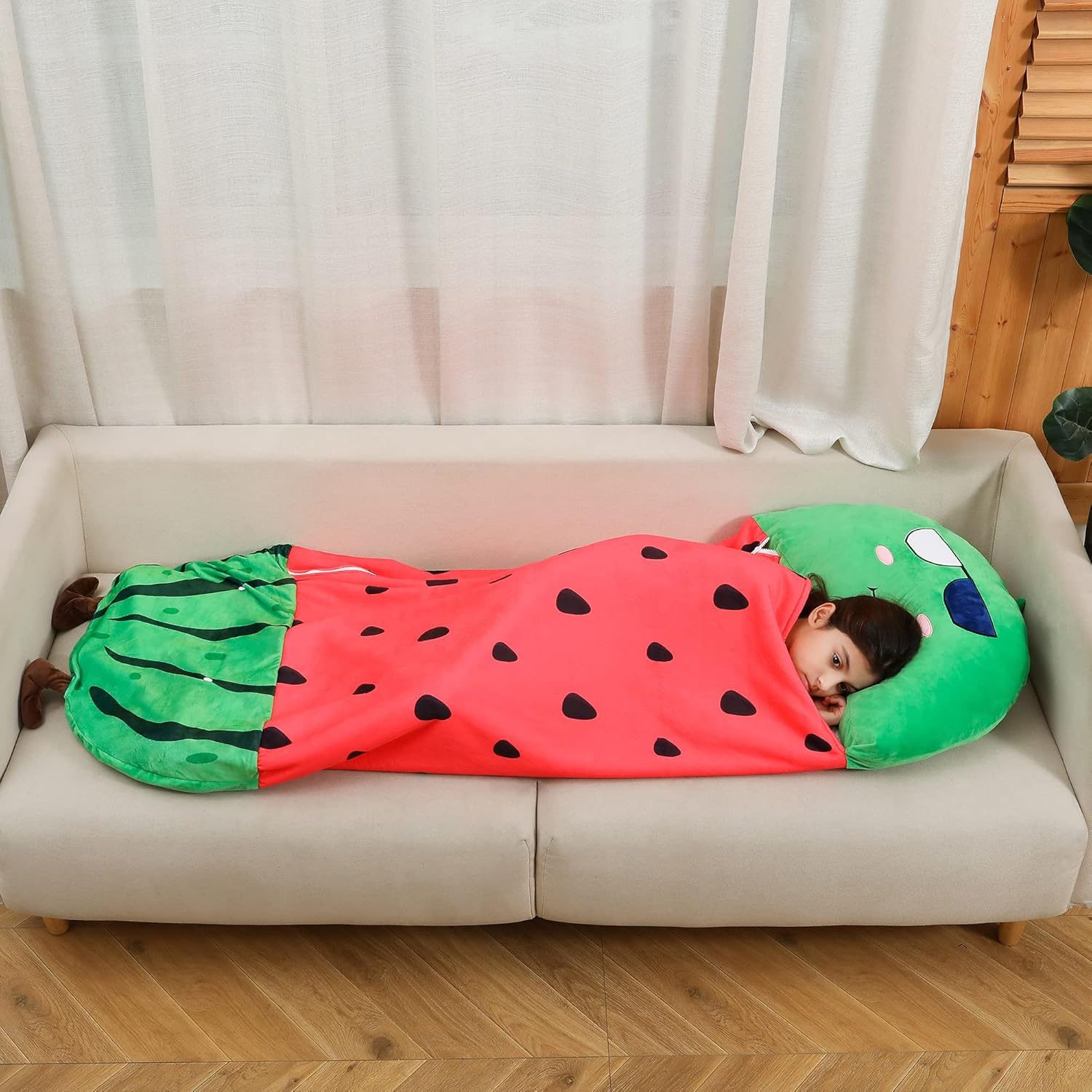 Kids Sleeping Bag with Pillow Toddler Fluffy Sherpa Winter Blanket Camping Sleeping Bags for Boys or Girls image number 5