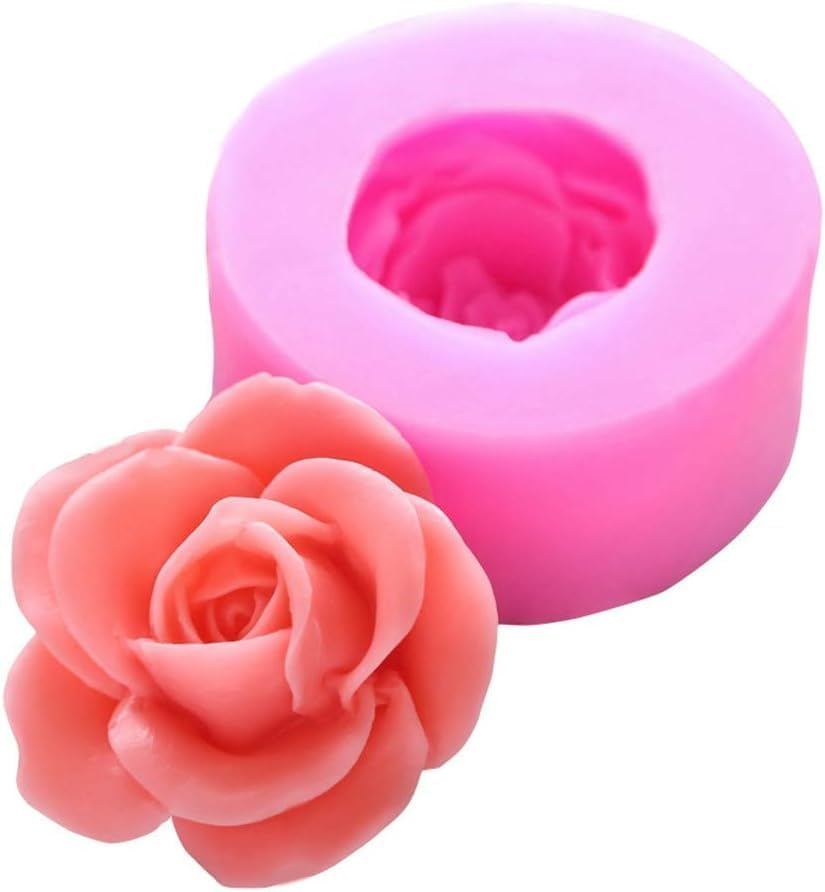 2 Pcs Bloom 3D Rose Flower Fondant Silicone Molds for Chocolate Cake Soap Candy Pastry Candle Dessert (2 Size) image number 6