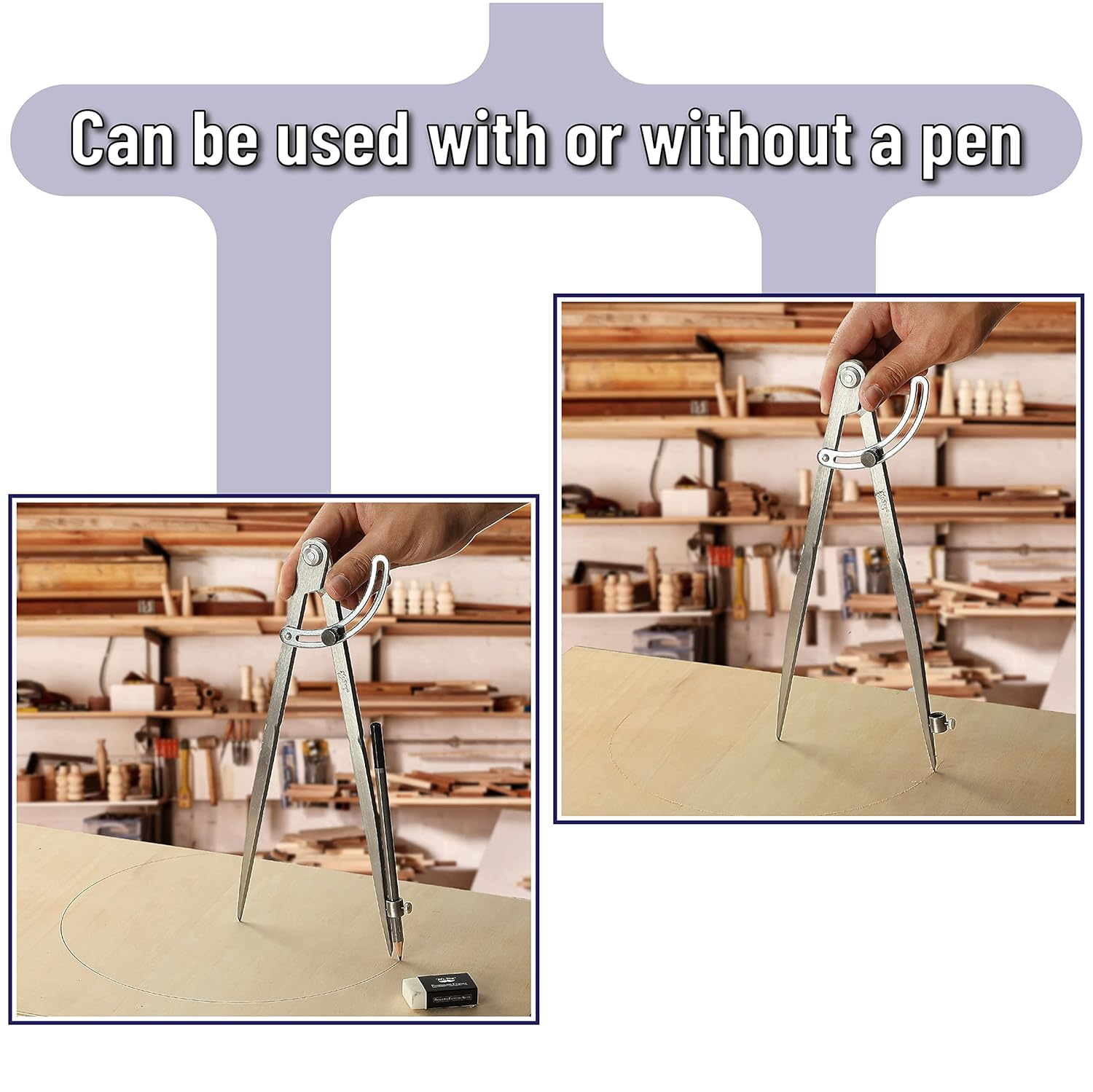 Mr. Pen- Professional Large Compass for Woodworking, 12 Inch Compass with Wing, Compass for Geometry, Compass Drawing Tool, Woodworking Compass, Pencil Compass for Carpenter, Drafting, Drawing Compass image number 3