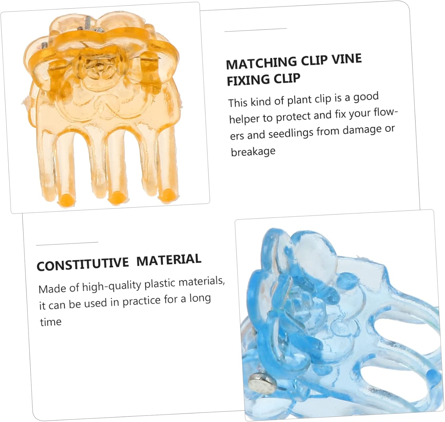 Orchid Stem Support Clips 60Pcs Small Plastic Plant Clips for Gardening Climbing Vines Flower Pots Stem Bending Fixing in Mixed Colors for Garden Plants image number 4