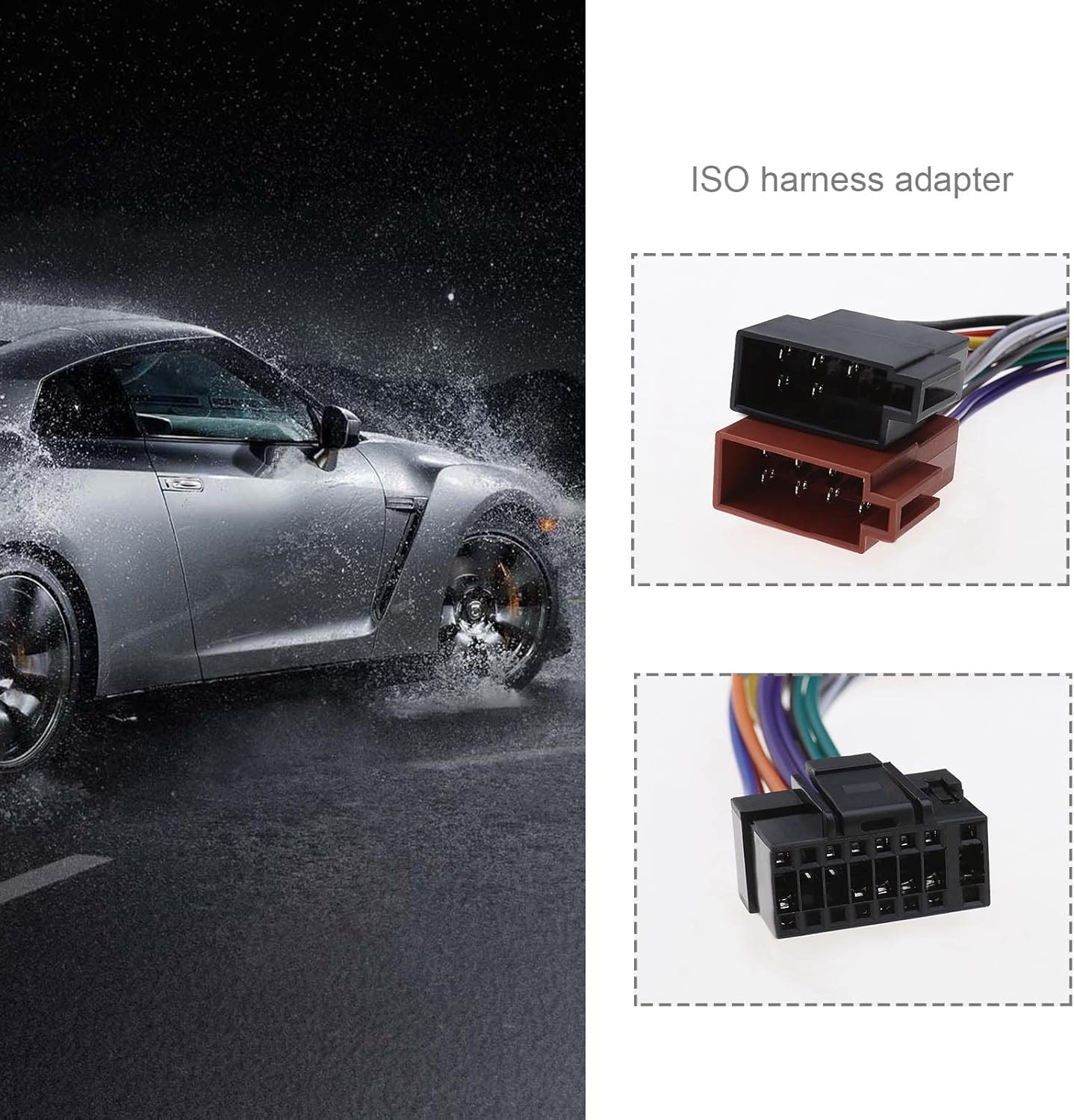 Ecsing Car Stereo Radio Wiring Harness Connector Adaptor 16Pin Port to Mini Iso 8Pin Plug Cable Compatible with Alpine Audio image number 2