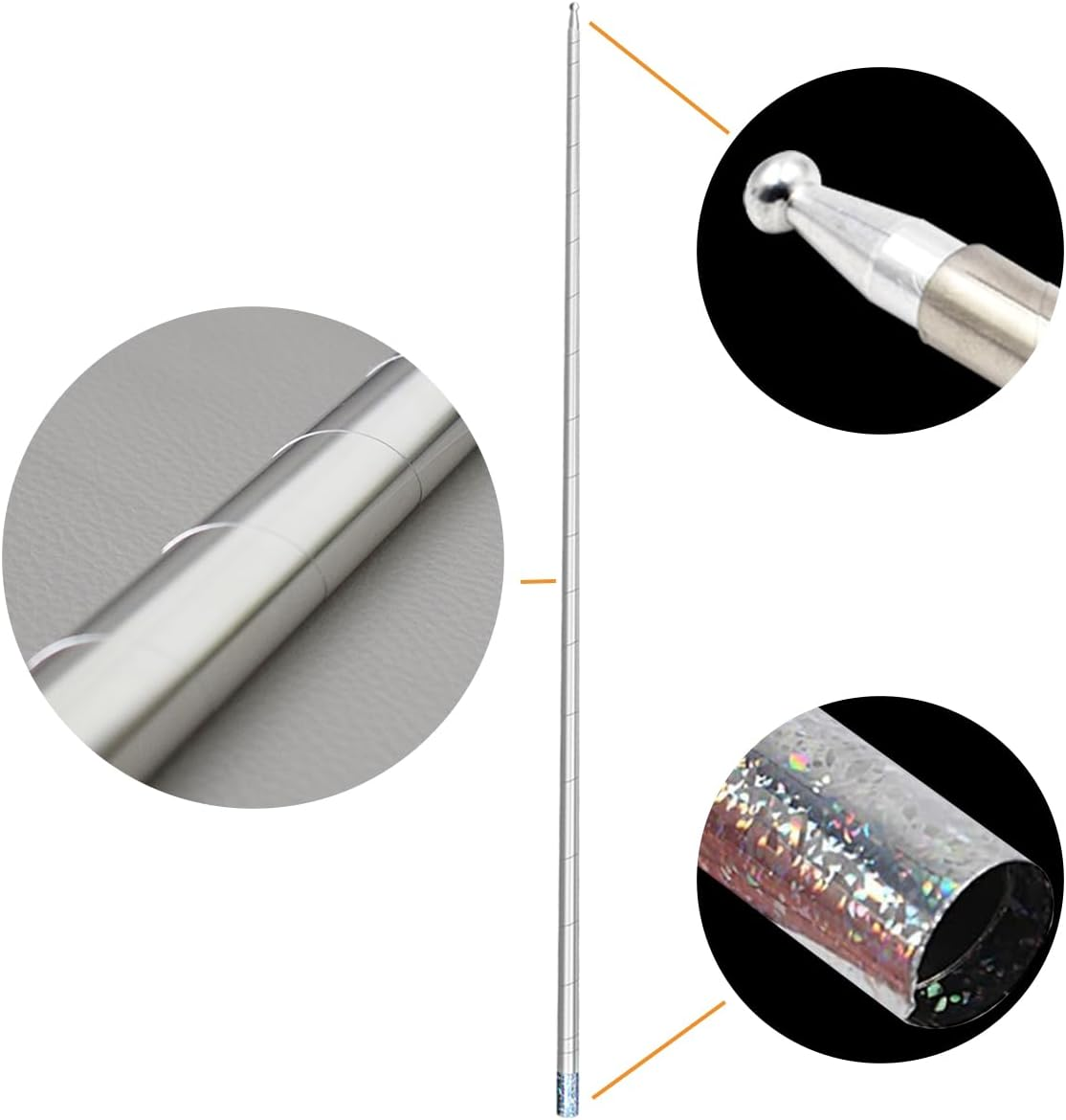 OUERMAMA Silver Metal Appearing Cane with Video Tutorial - Magician Stage Magic Trick - Black image number 3