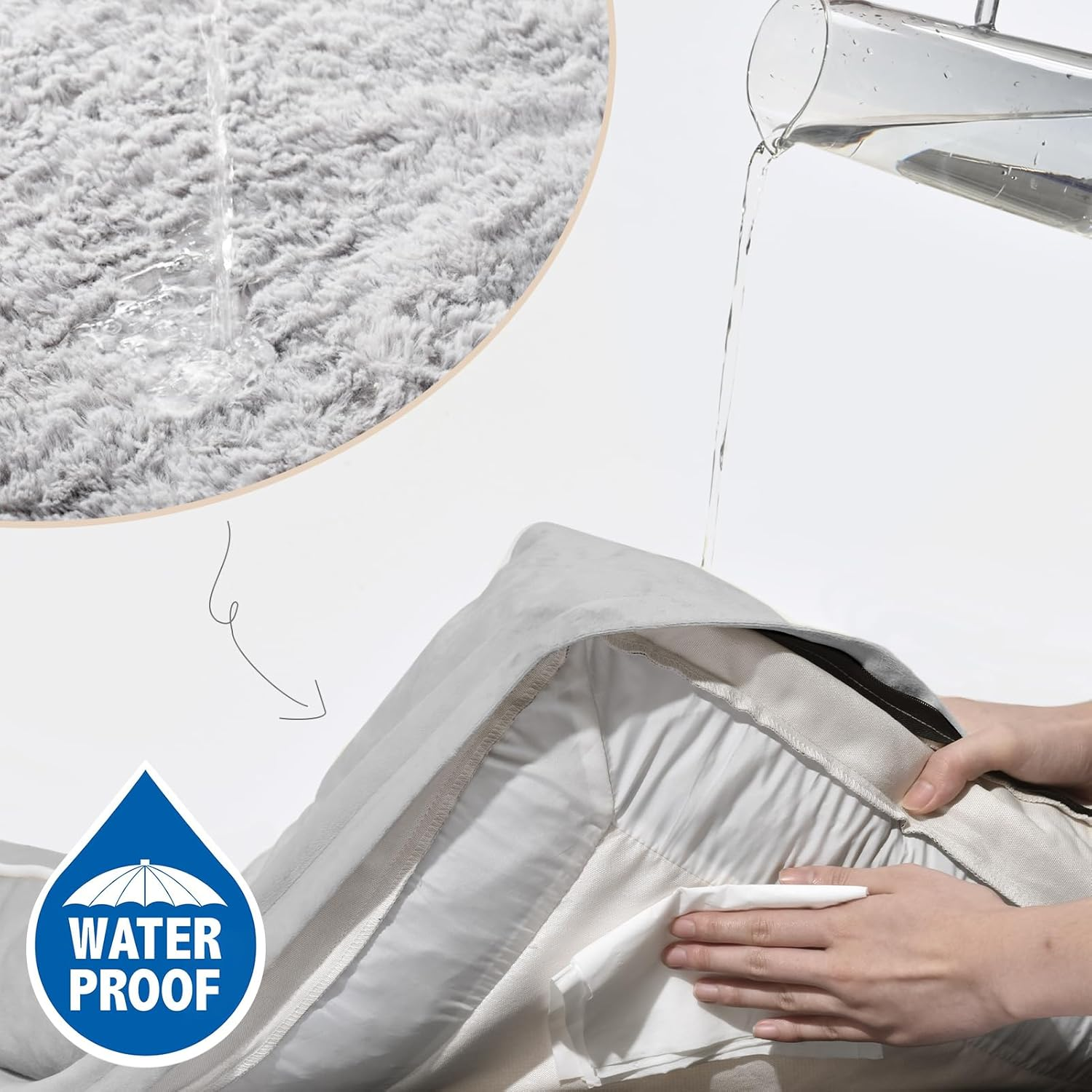 Comfort Expression Dog Bed for Extra Large Dogs, Waterproof Orthopedic Bed, Breed Durable PV Washable Sofa White, with Removable Cover Zipper, Jumbo-45''X35''