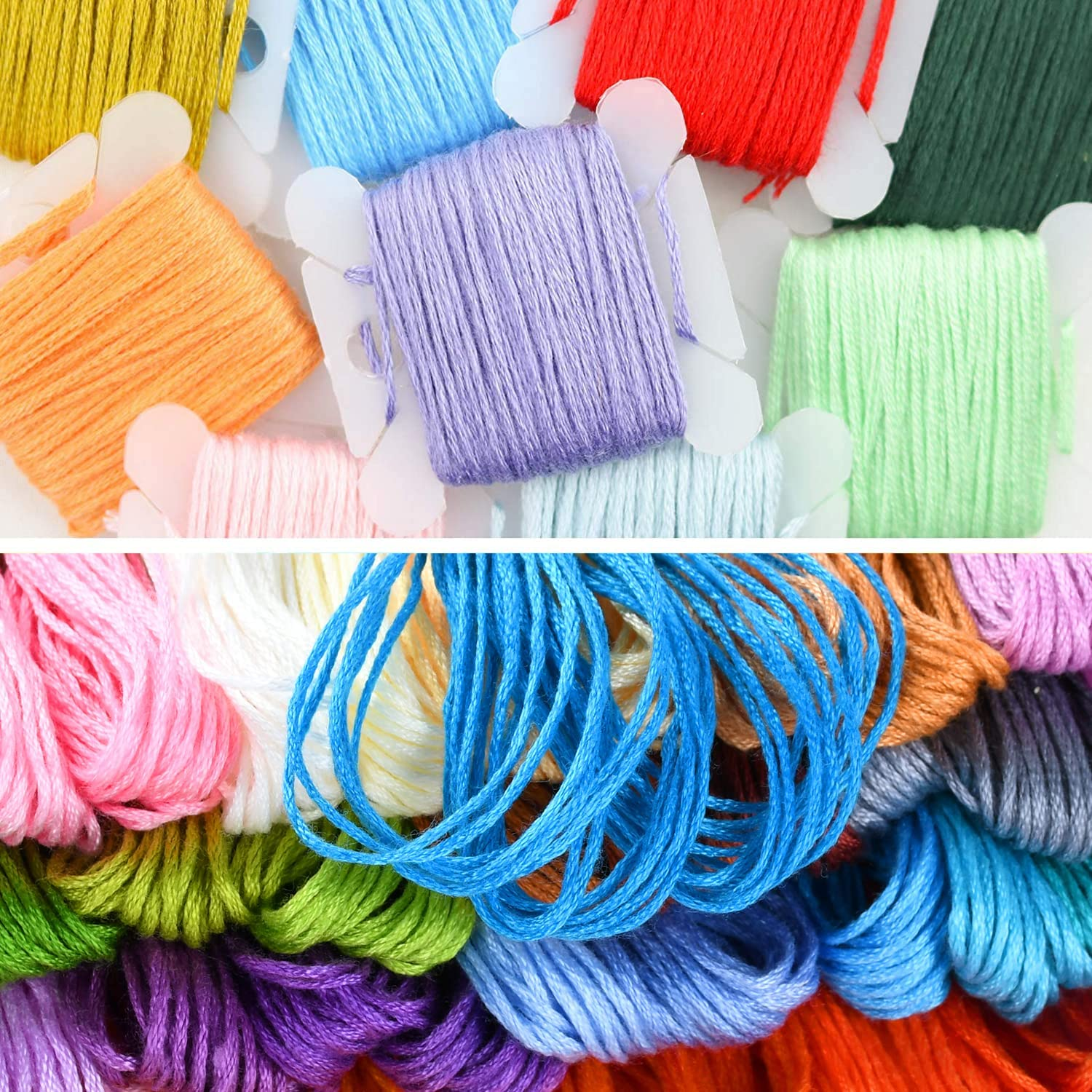 Embroidery Floss, 130 Skeins Embroidery Thread, Cross Stitch Thread Friendship Bracelet String Kit for DIY Handmade Craft with 10 Pcs Floss Bobbins (100 Colorful, 15 Black and 15 White) image number 2