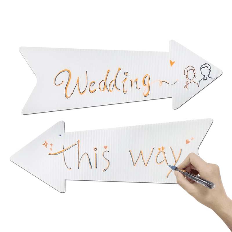 Blank Arrow Signs with Stakes 15 Pack 17 X 6 Inches Wedding Directional Yard Signs with Stakes, This Way Arrow Yard Signs Birthday Party Signs Arrow image number 1