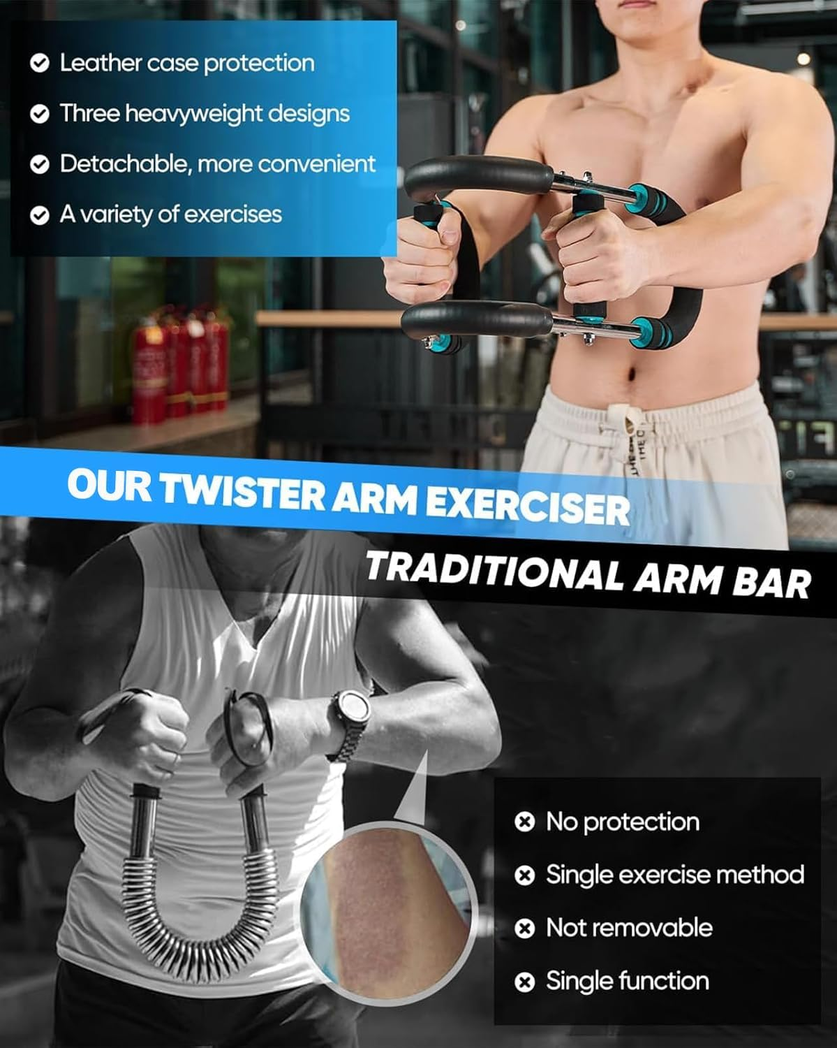 Twister Arm Trainer, Adjustable Chest Workout Equipment, Detachable Design, Arm Strength Trainer, Shoulder Workout, Portable Spring Resistance for Home Workout Equipment image number 5