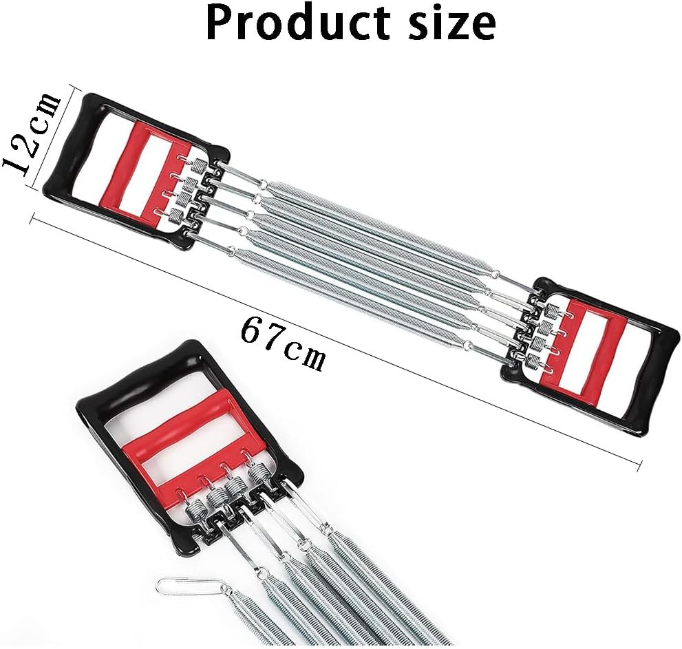Chest Expander - Adjustable Spring Resistance Men'S Upper Body Exercise Equipment - Forearm Strengthener, Strong Puller with 5 Metal Springs - Portable Home Gym Fitness Tool (Red and Black) image number 1