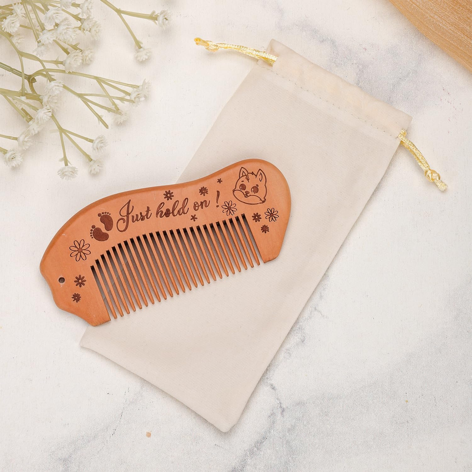 Wooden Labor Comb, Birthing Comb for Labor Pain Birth Comb with Affirmation Labor and Delivery Essentials Labour Gifts for Expectant Mothers Pregnant Women image number 2