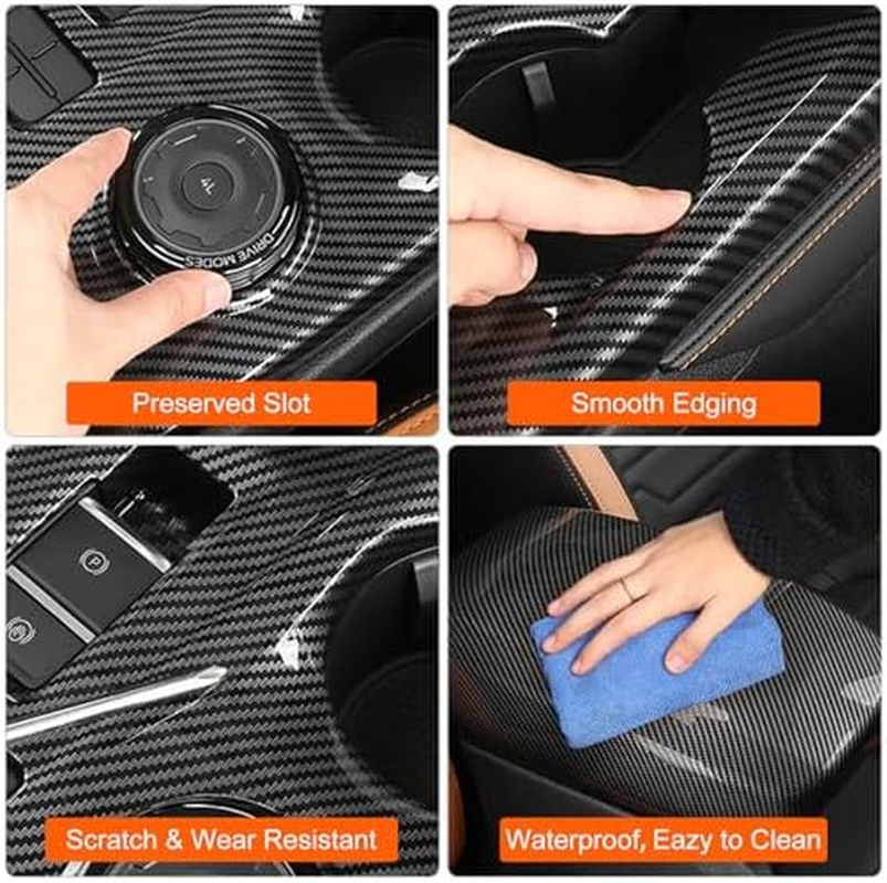 Car Interior Door Panel Trim Cover Car Door Armrest Strip Panel Protective Cover Car Accessories Compatible with Ford Ranger 2022 2023 2024 Carbon Fiber Interior Trim Cover ABS image number 3