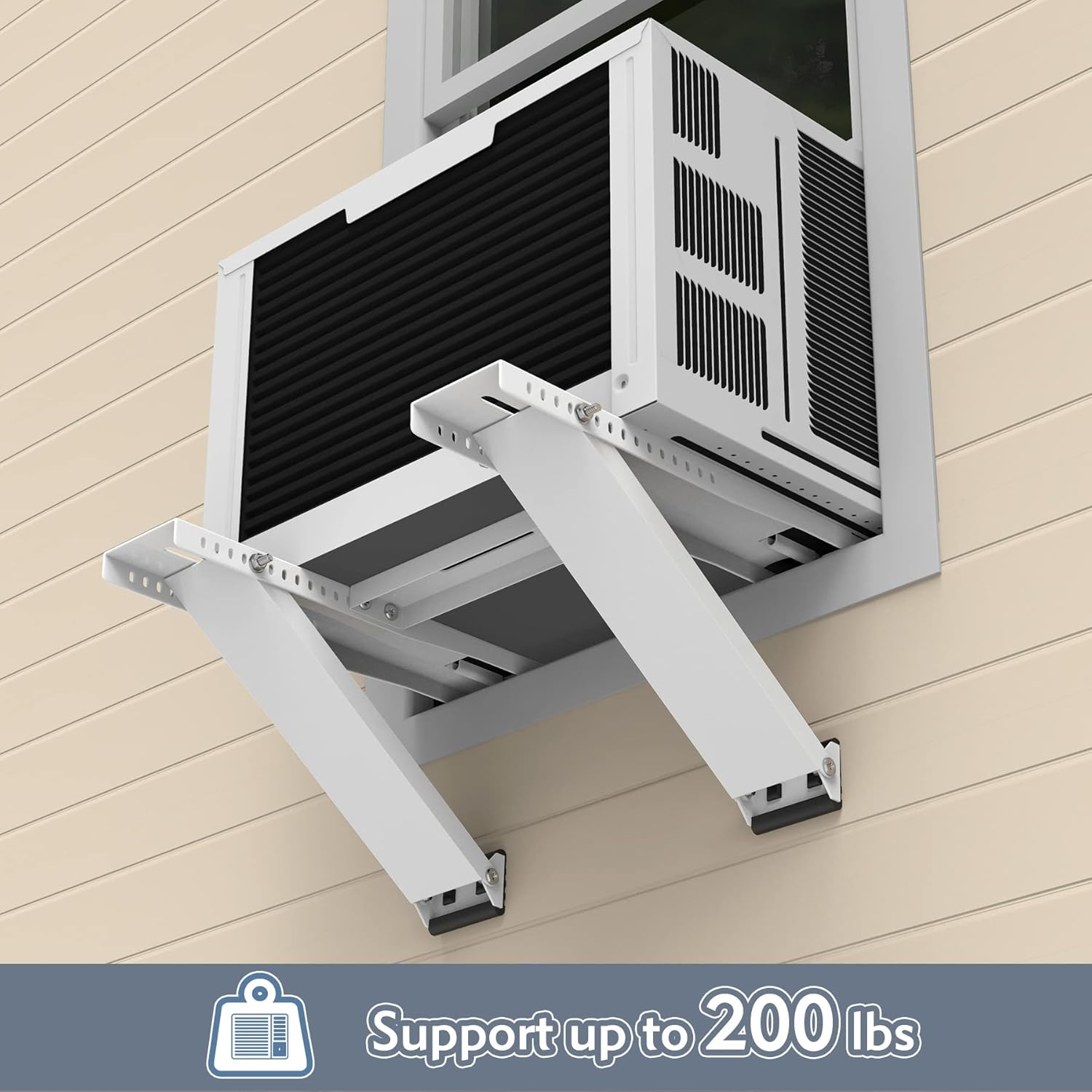 Flamorrow Window Air Conditioner Bracket, Heavy Duty Air Conditioner Support Bracket with 2 Arms, Universal Window AC Bracket Holds up to 200 Lbs for 5000 to 22000 BTU image number 2
