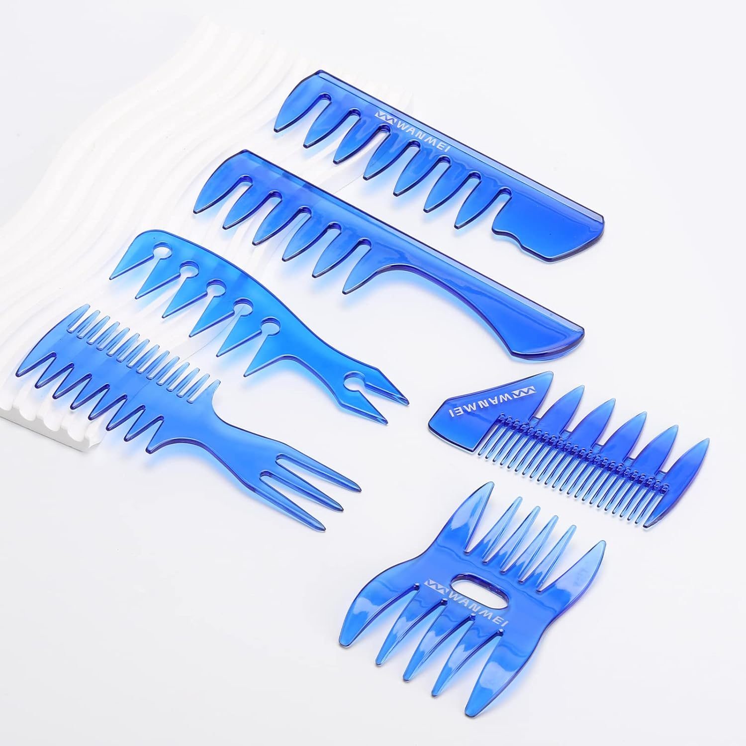 Tbestmax 6 Pcs Hair Comb Styling Set Tail Combs Afro Pick Pik Brushes African American Hair Brush Barber Blue image number 4
