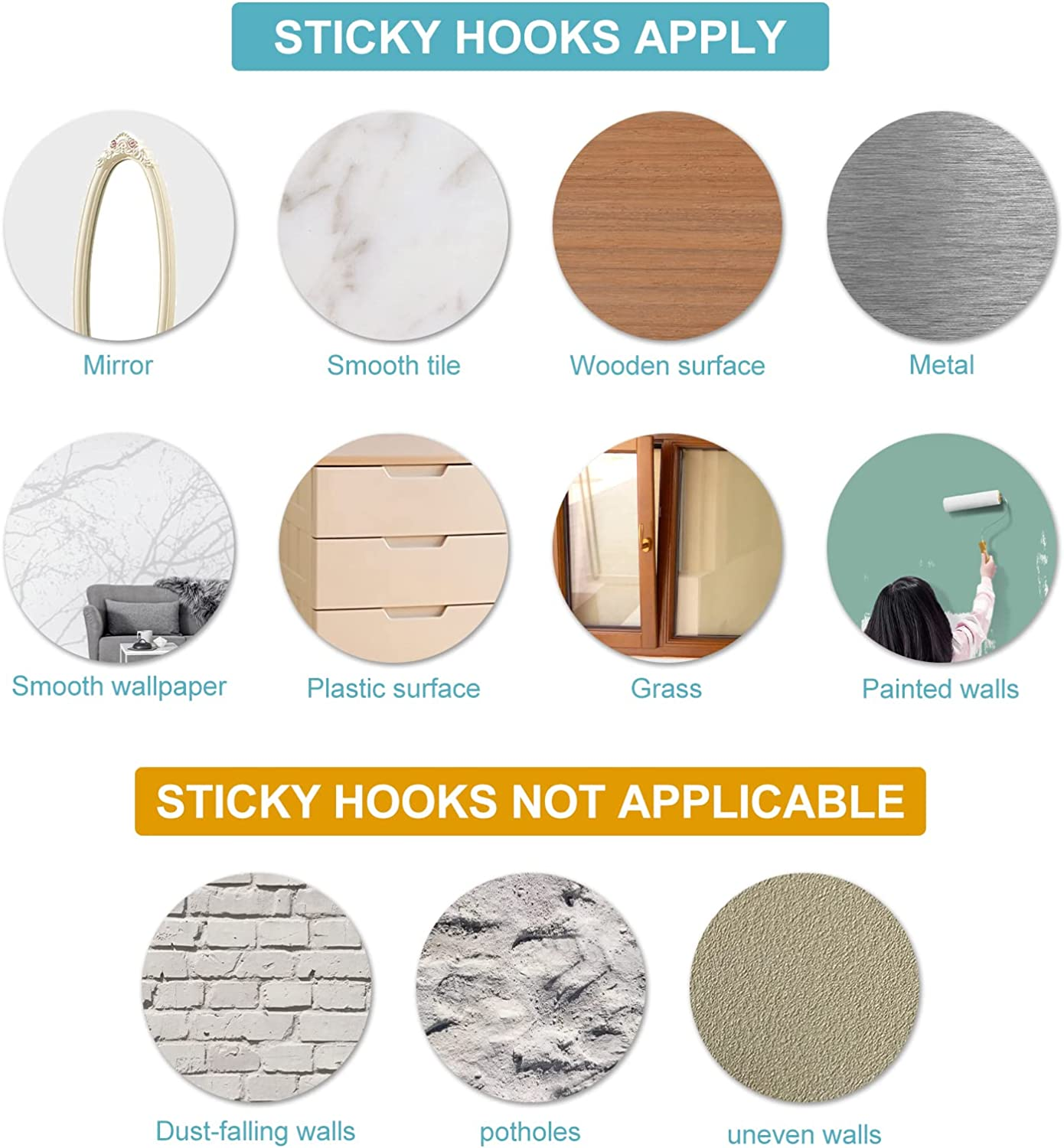 Surblue Wall Hanging Storage Bag with Sticky Hook, Closet Hanging Storage for Pocket, Bathroom Dormitory Organizer Bag, Linen Cotton Organizer Box Containers for Bedroom(White)