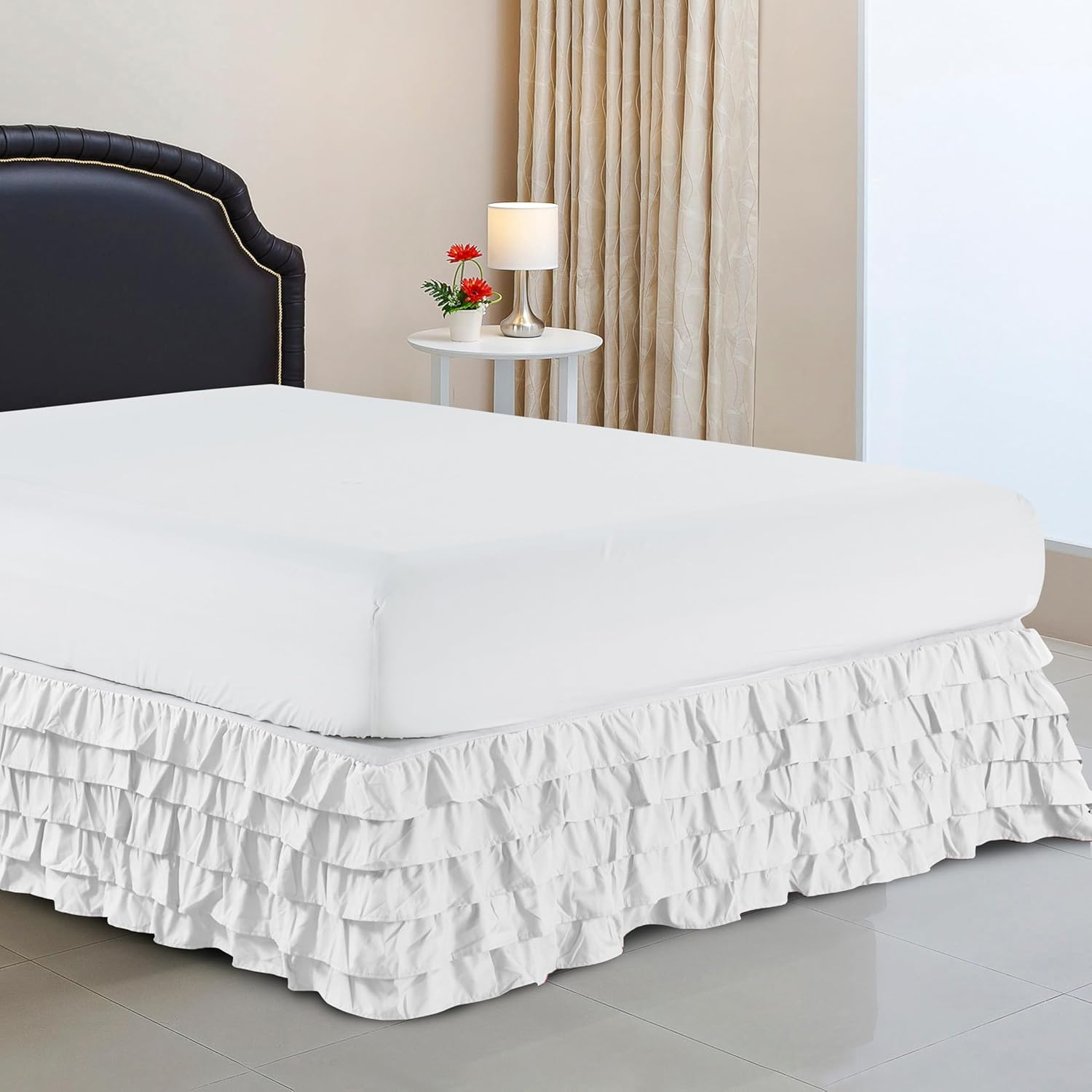 Elegant Comfort Luxurious Premium Quality 1500 Premier Wrinkle and Fade Resistant Hotel Quality Microfiber Multi-Ruffle Bed Skirt - 13Inch Drop, Twin, White