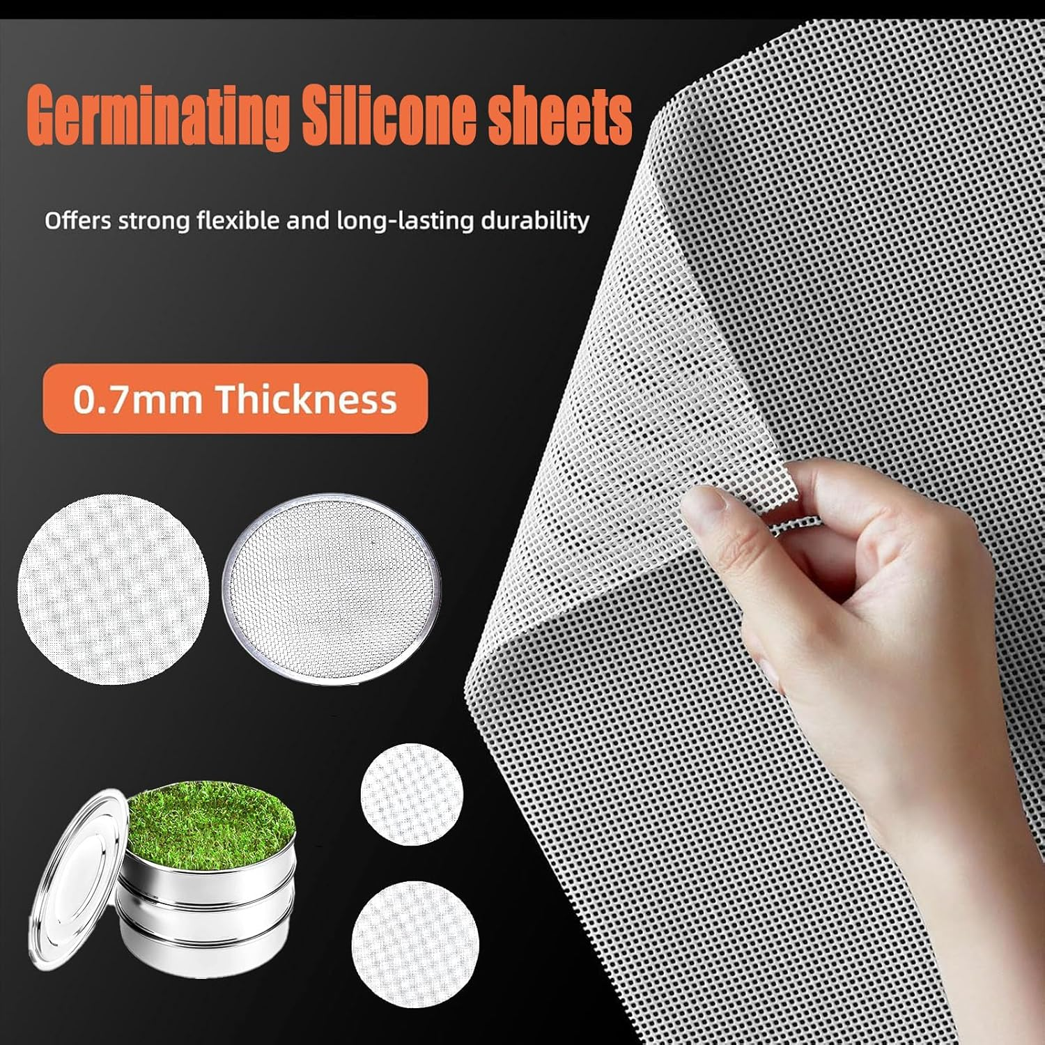16Pcs Germinating Growing Sheets,Hydroponic Growing Silicone Mats. Fit for Plant Germination Tray and Mesh Sprouting Trays,Trays NOT Included (8.26 * 78") image number 4