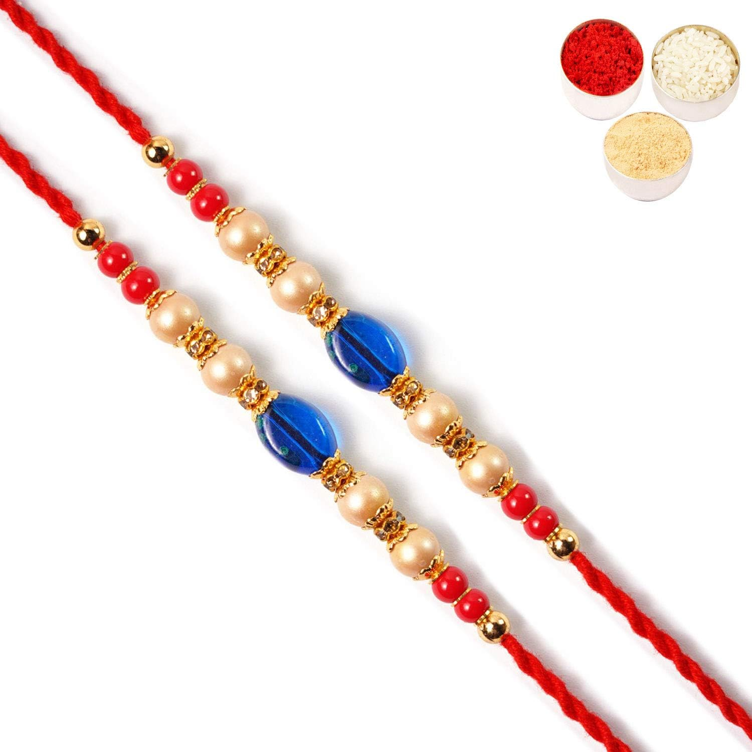 Ghasitaram Gifts Rakhi for Brother Rakhis Online -Set of 2 - Jhb103 Pearl Rakhi for My Brother